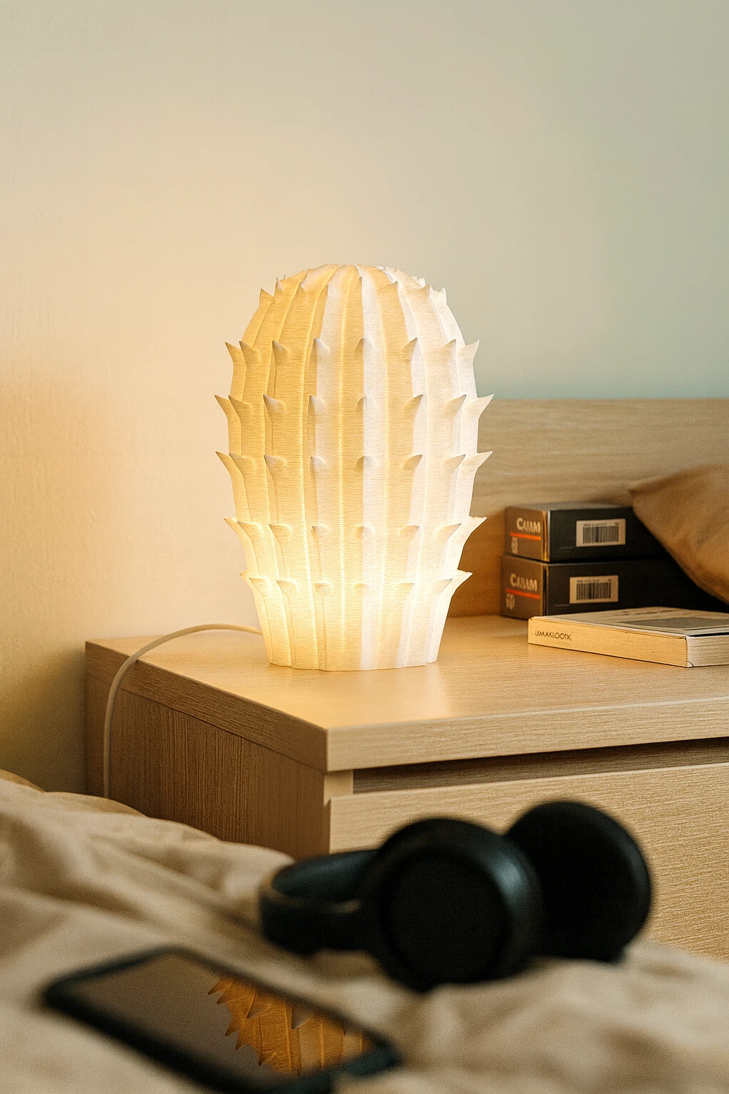 Kaktüs LED Abajur 16 cm Lambader Masa Lambası USB Çıkışlı