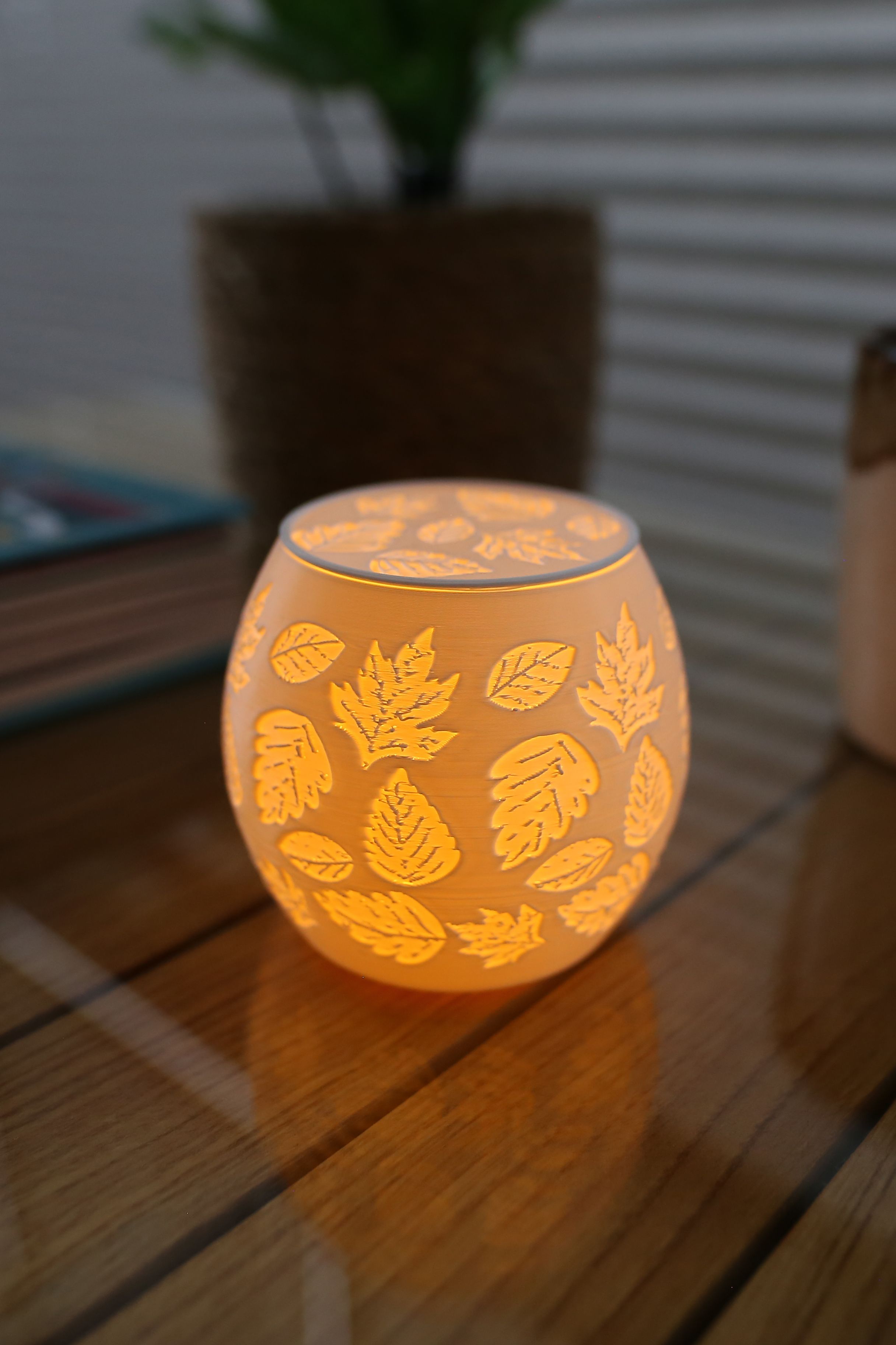 Yaprak Temalı Tealight Mumluk - Oval Dekoratif Tealight Mumluk - Tealight Mum Hediyeli