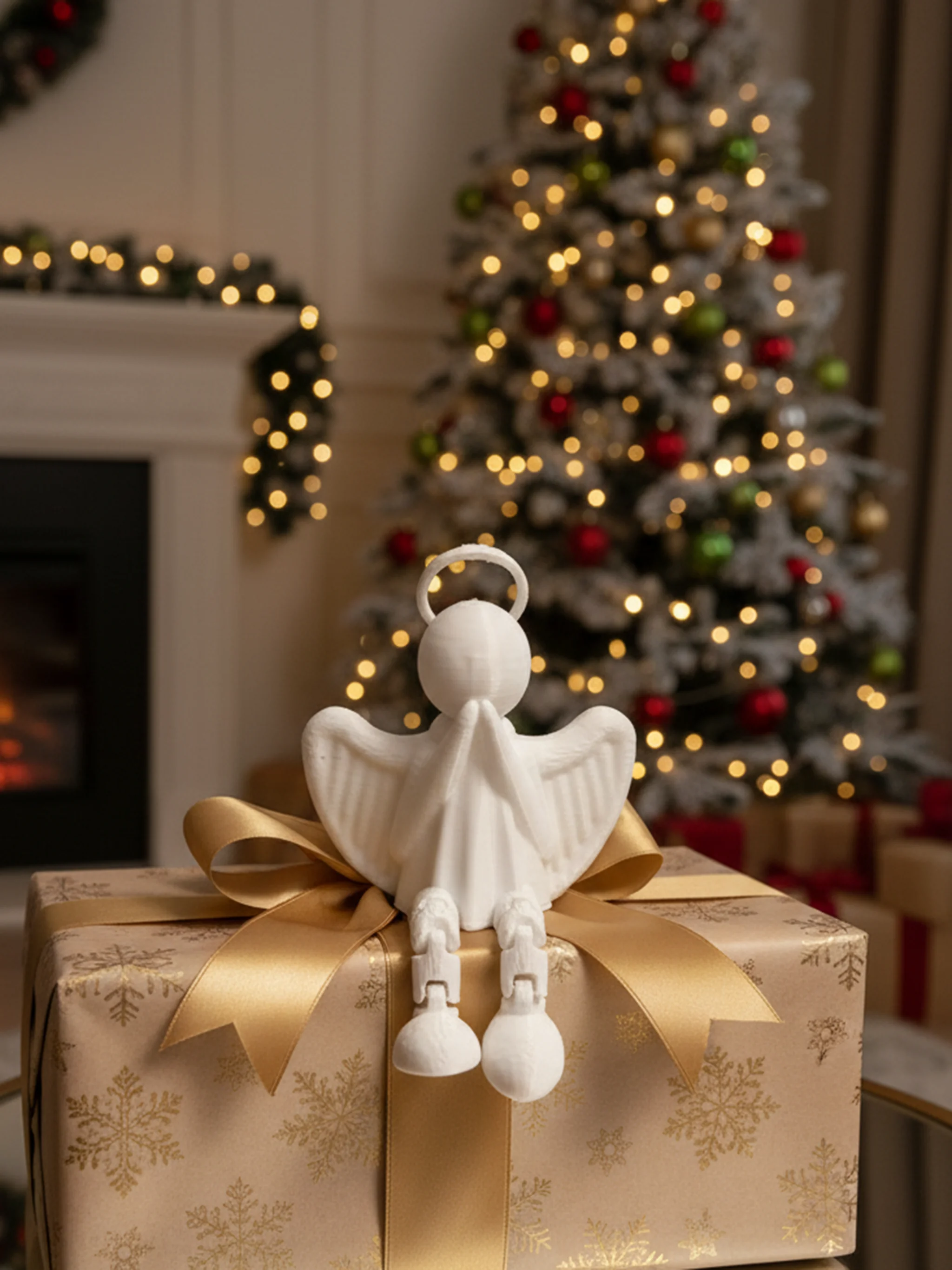 Hareketli Ayaklar 4'lü Yılbaşı Süsleme Seti 2026 - Melek, Yılbaşı Ağacı, Kozalak, Yılbaşı Topu