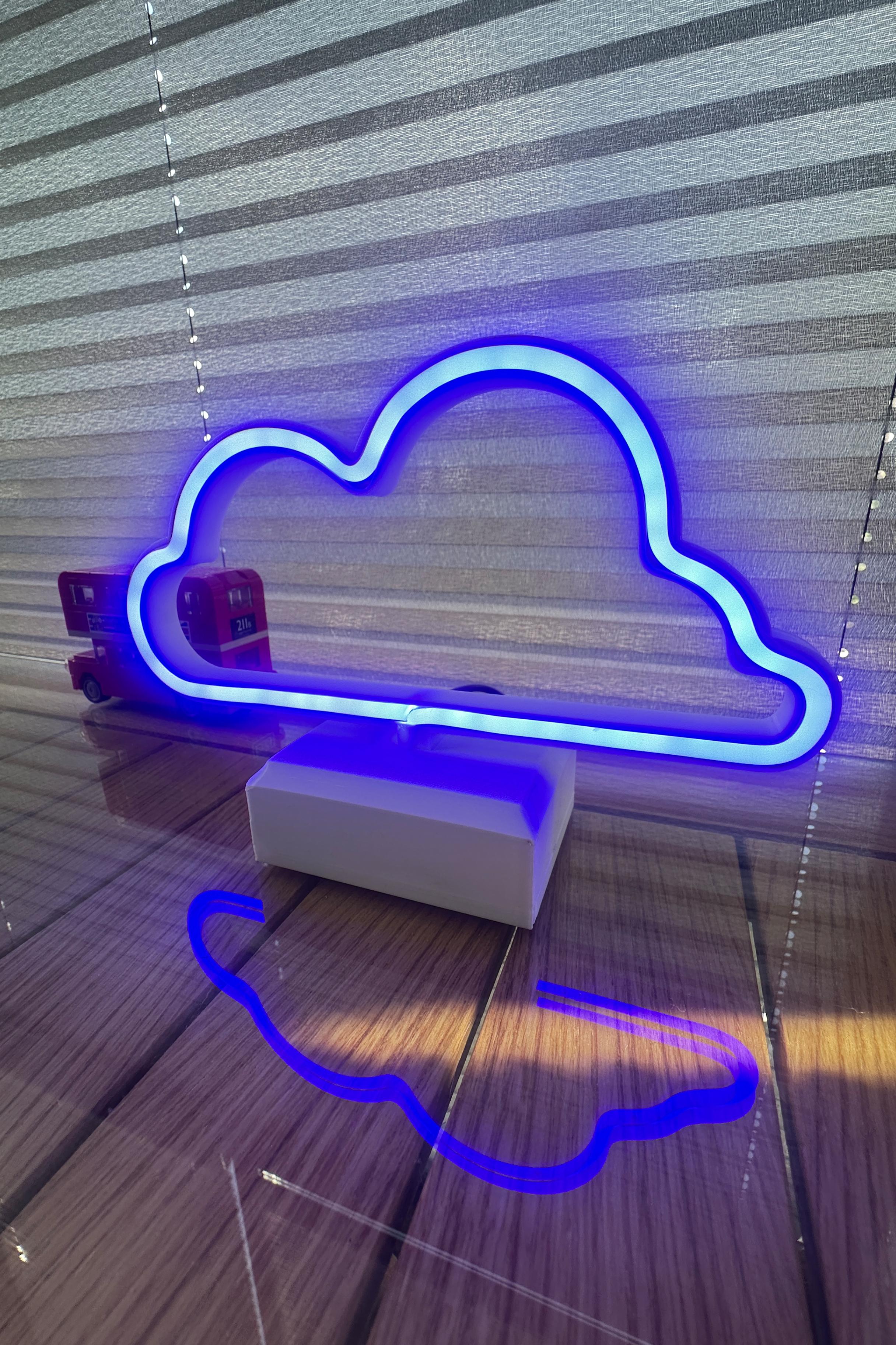 Neon Led Bulut - 20 cm - İster Duvara As, İster Masaüstü - Genç Odası - Adaptör Dahil - Prizli