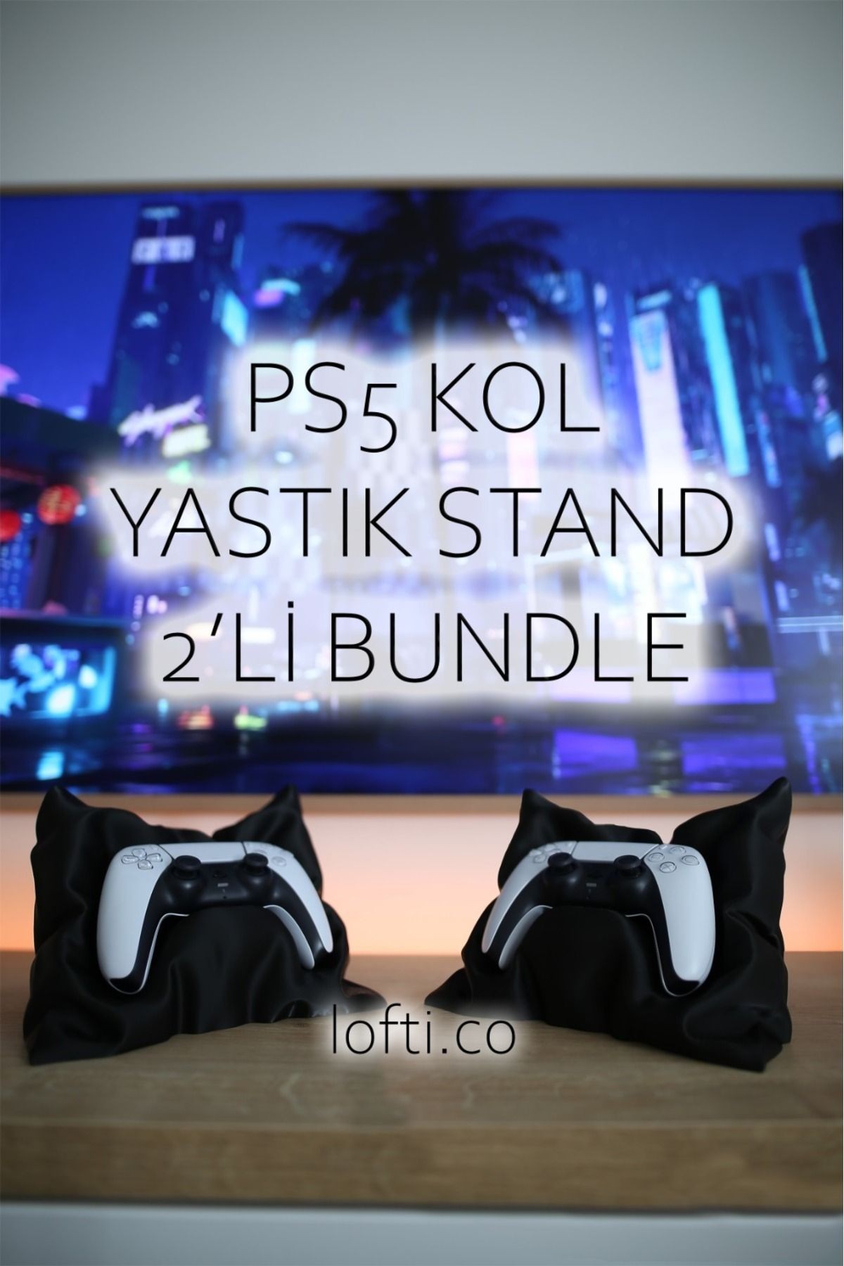 2’li Yastık Kol Tutucu - Dekoratif Joystick Standı Ps4-Ps5 Uyumlu - siyahsiyah