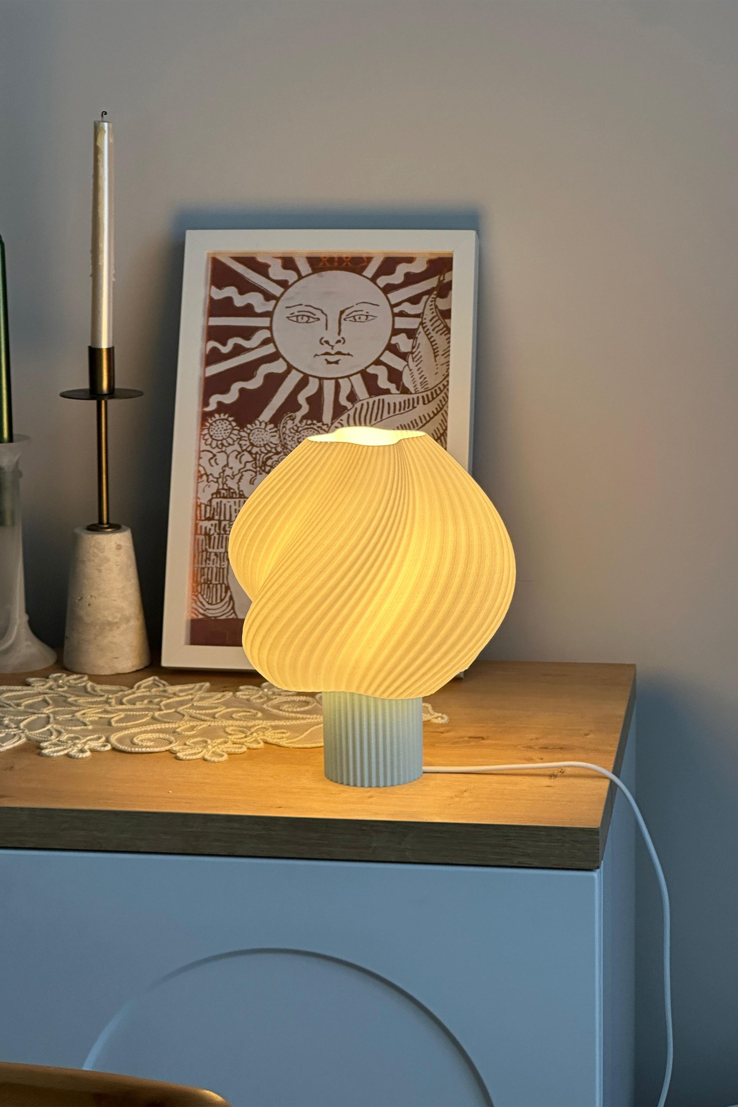 Sopran - Yeni Nesil Pinterest Abajur – İskandinav Tarzda Lamba 25 cm Aydınlatma - Mavi