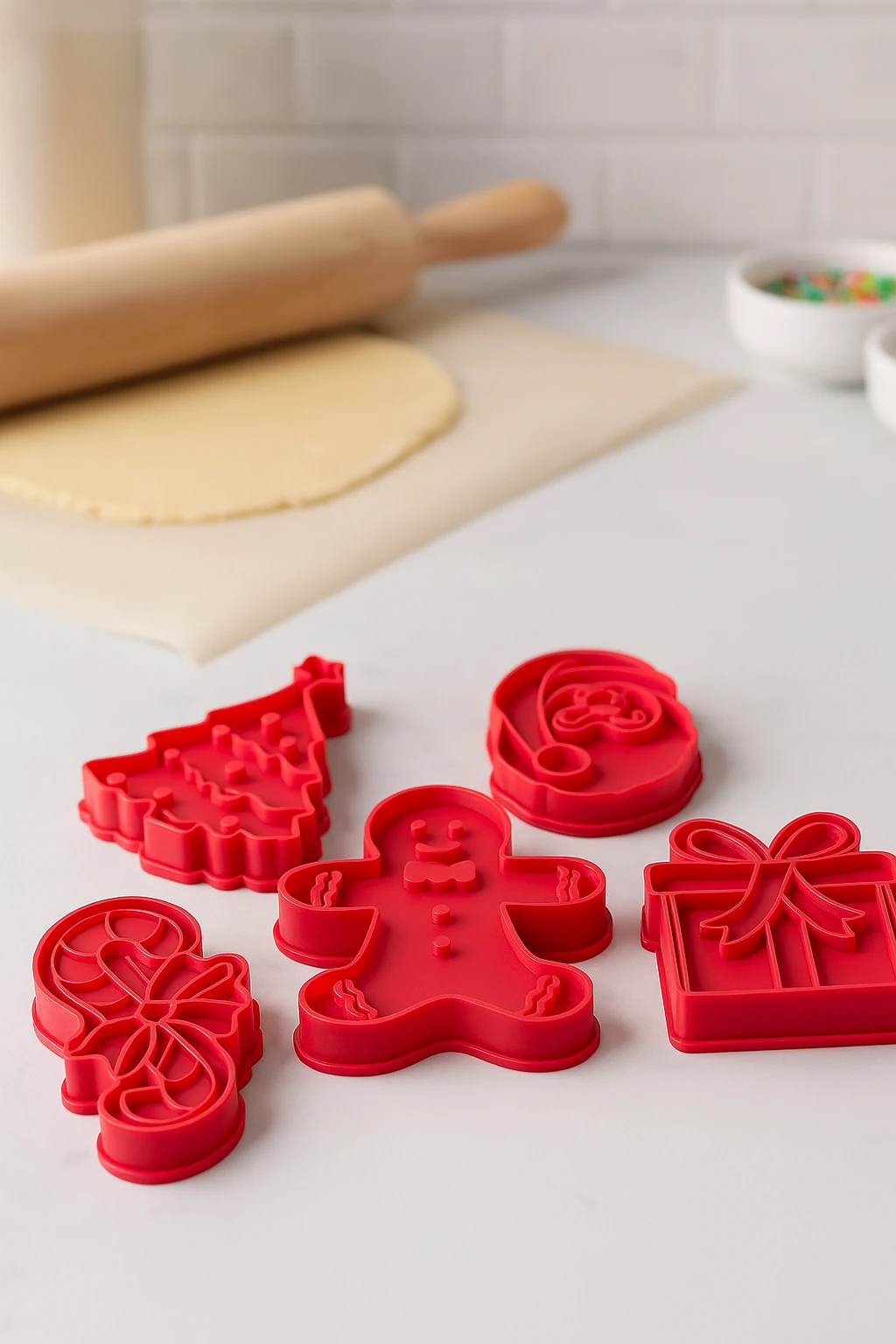 Yılbaşı Temalı Kurabiye Kalıbı Seti – 10 Parça Şekillendirici & Kesici Set 🎅🍪