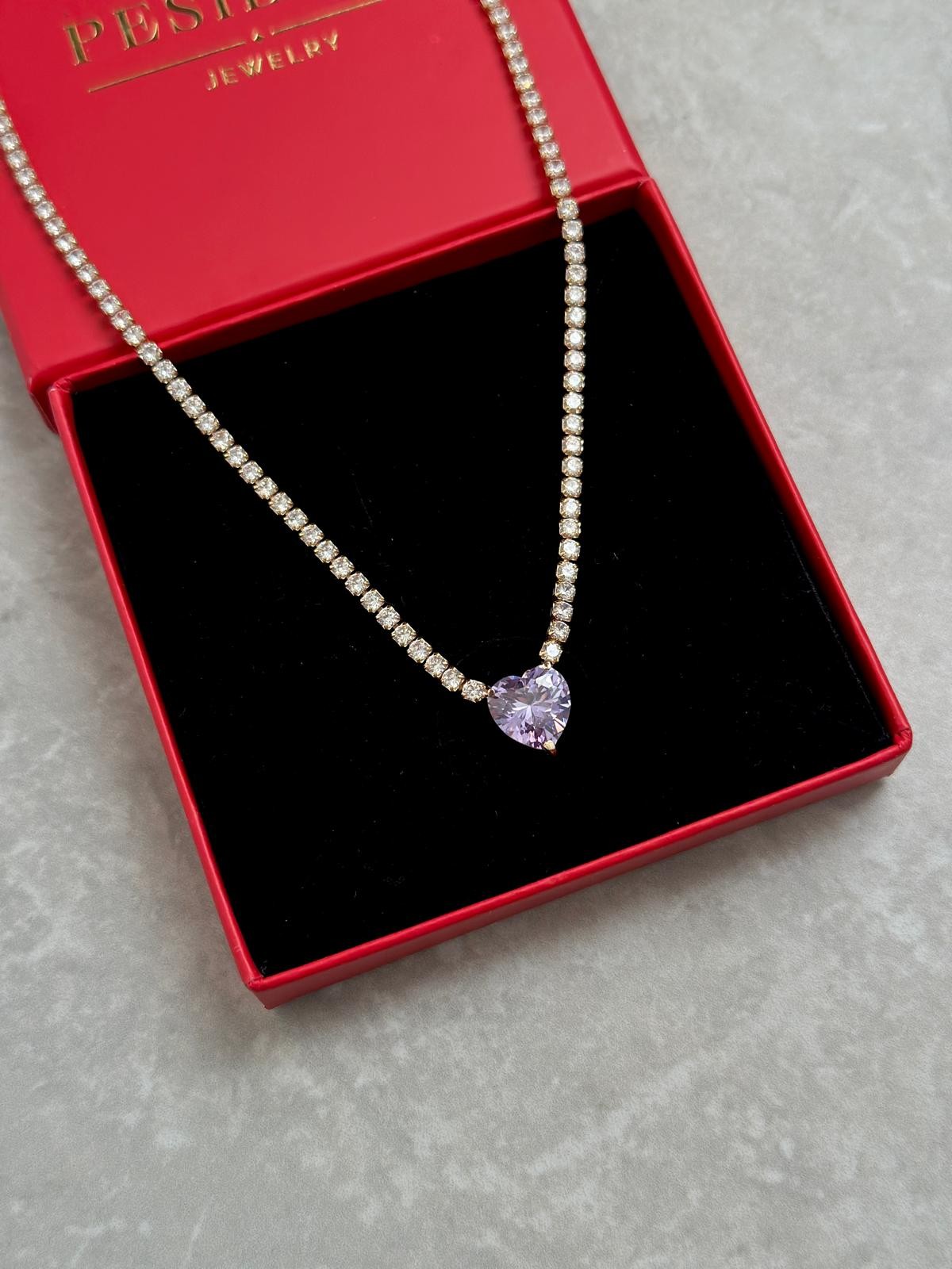 Zirkon Taşlı Shiny Heart Kolye