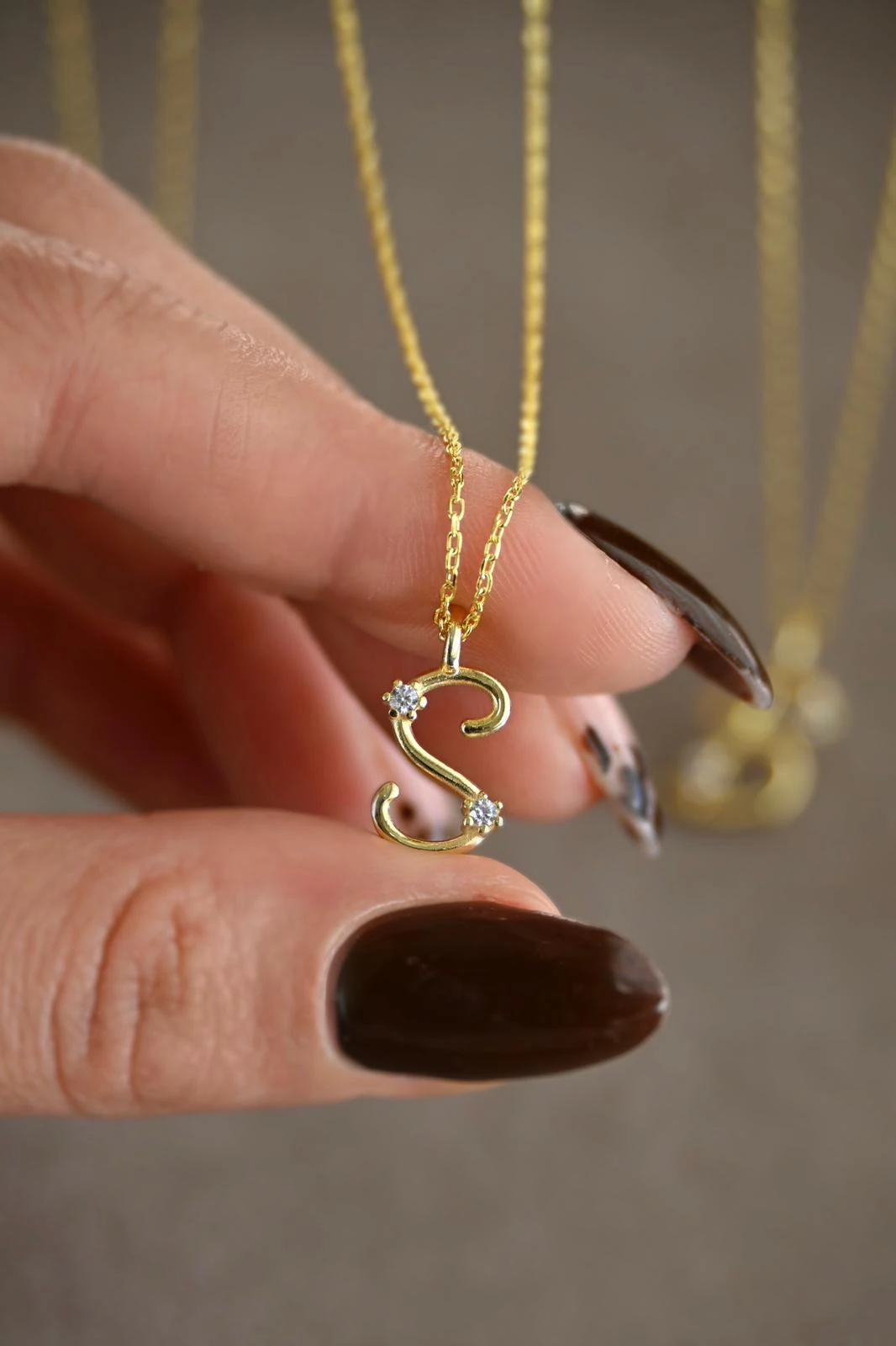 Yıldızlı Taş Detaylı Harf Kolye I 925 Gümüş