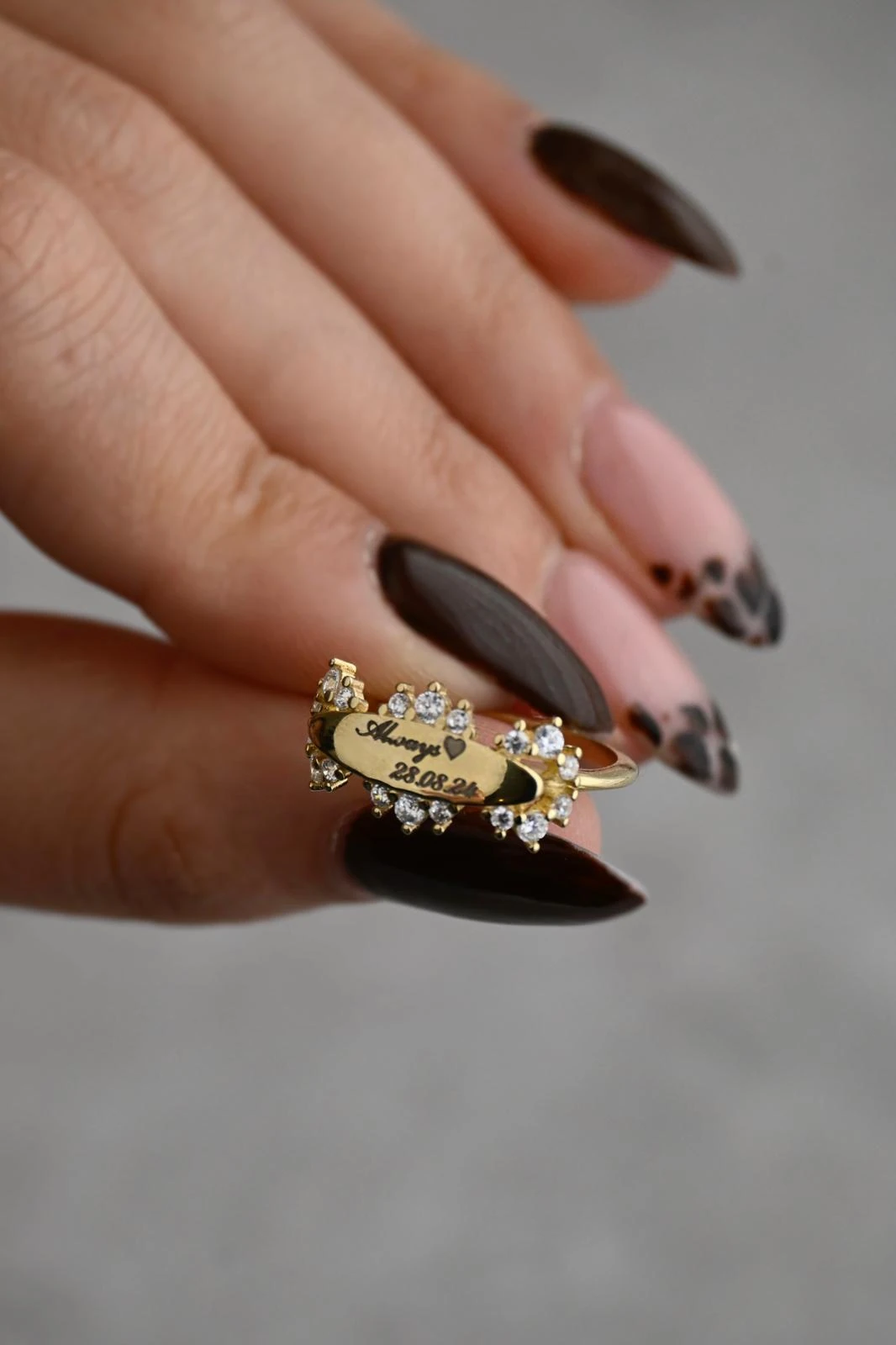 İstediğini Yazdır Taş Detaylı Yüzük | 925 Gümüş