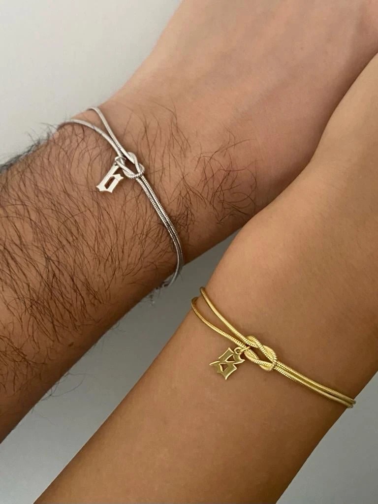 Knot Letter Double Bracelet | 925 Silver
