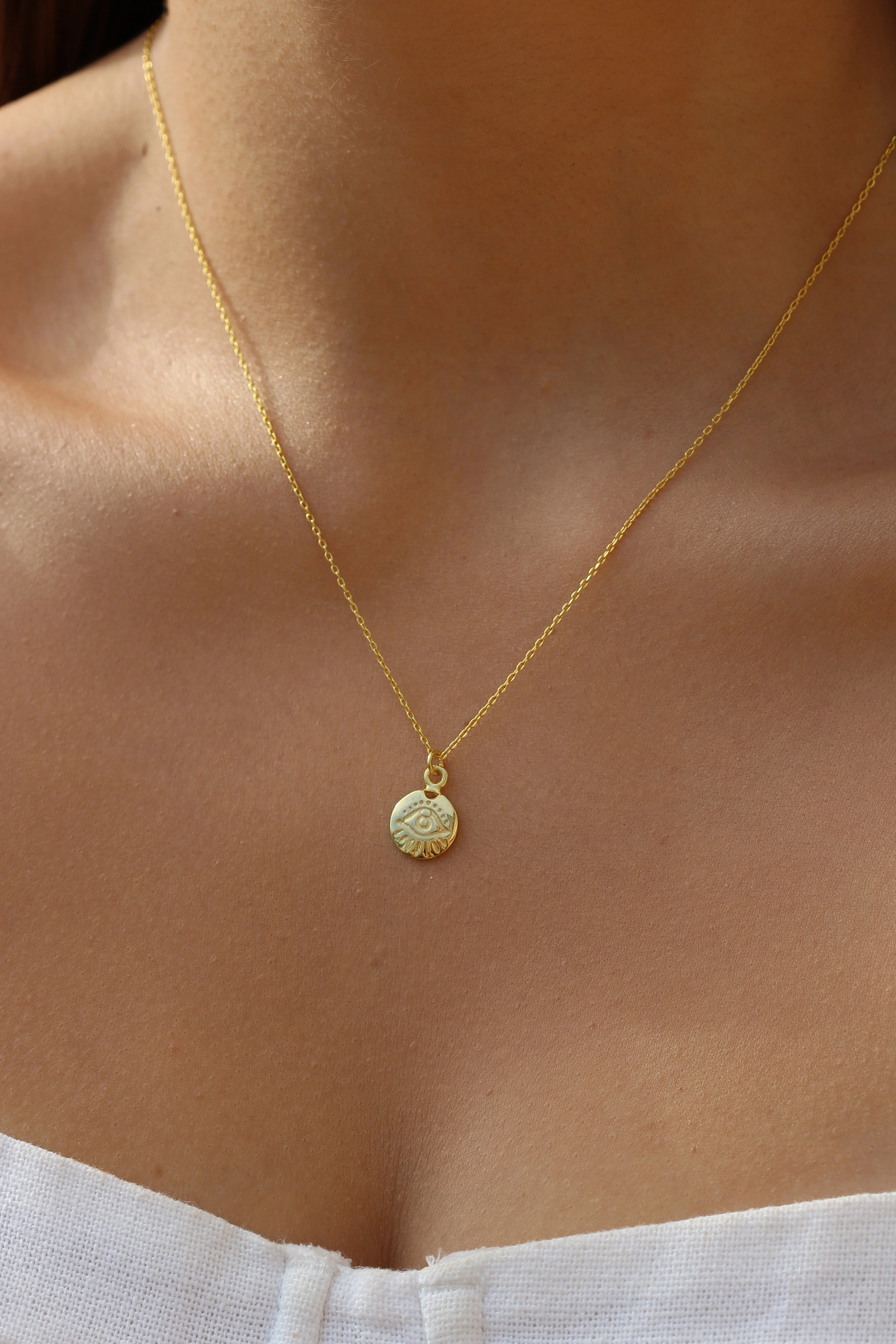 Minimal Plaka Göz Kolye | 925 Gümüş