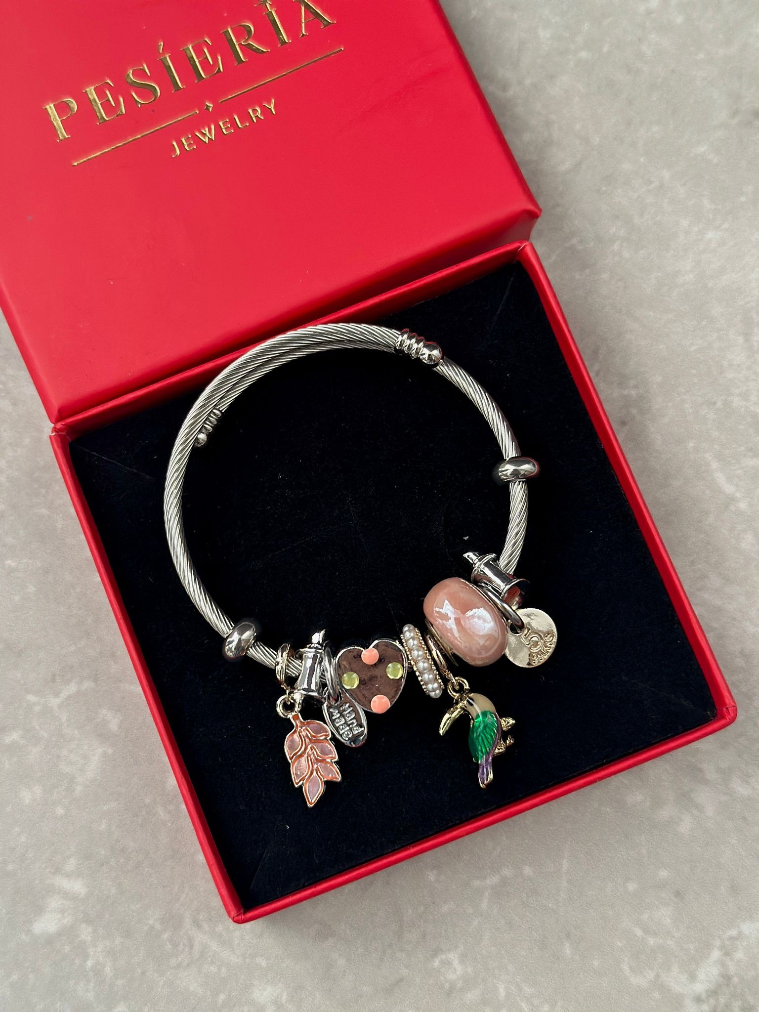 Papağan Charm Silver Bileklik N0 2 | Çelik
