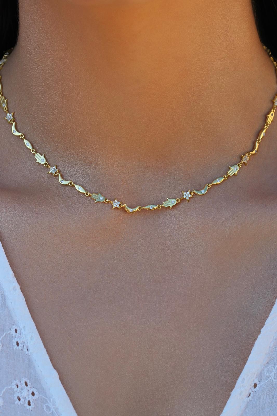 Hamsa Yıldız Kolye | 925 Gümüş