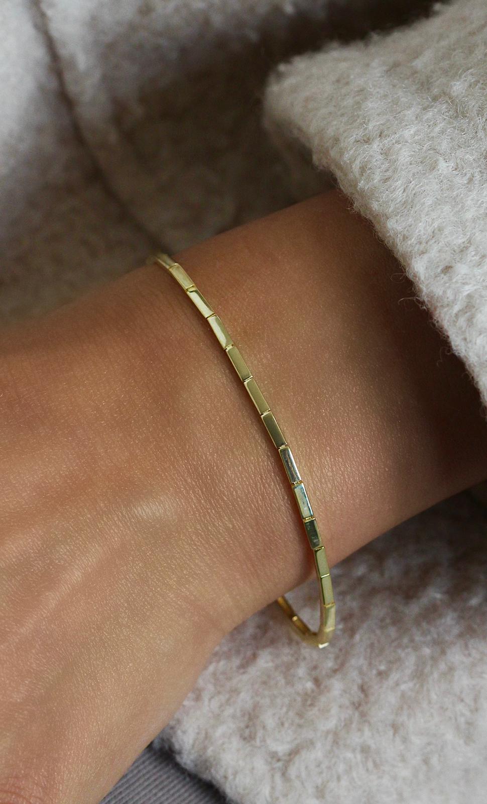 Çubuk Blok Detaylı Bileklik | 925 Gümüş 