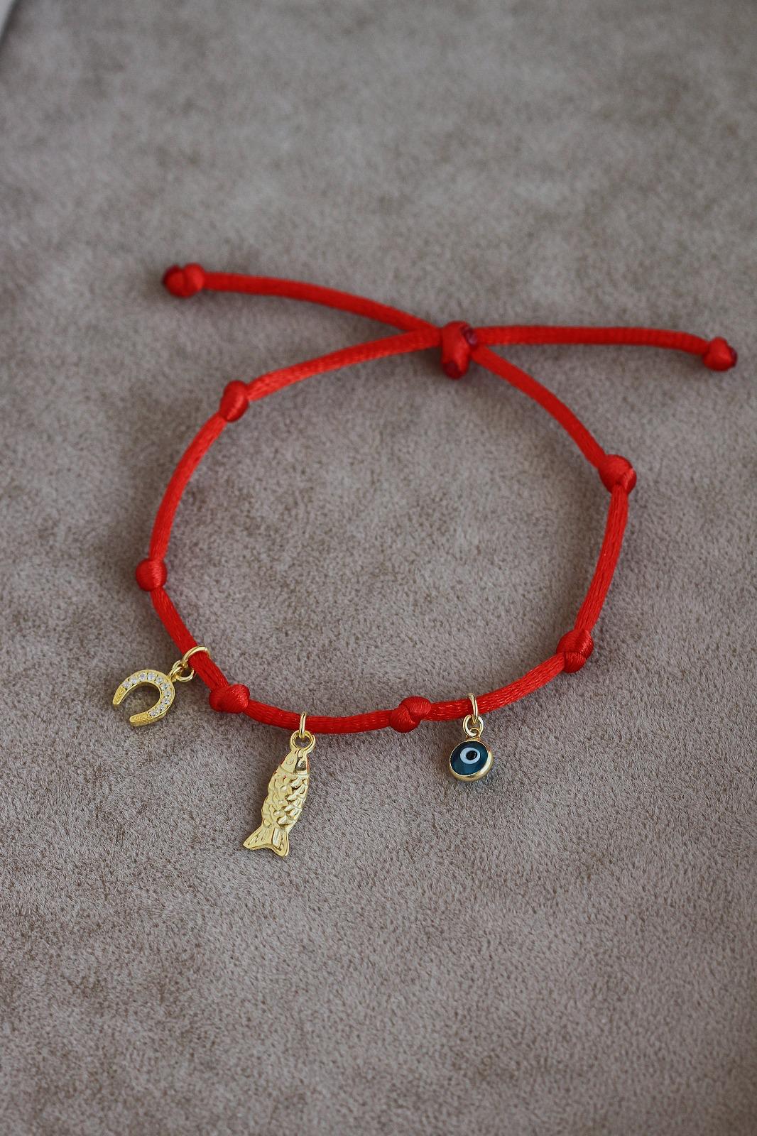 Kırmızı İpli Nazar Şans Bilekliği | 925 Gümüş