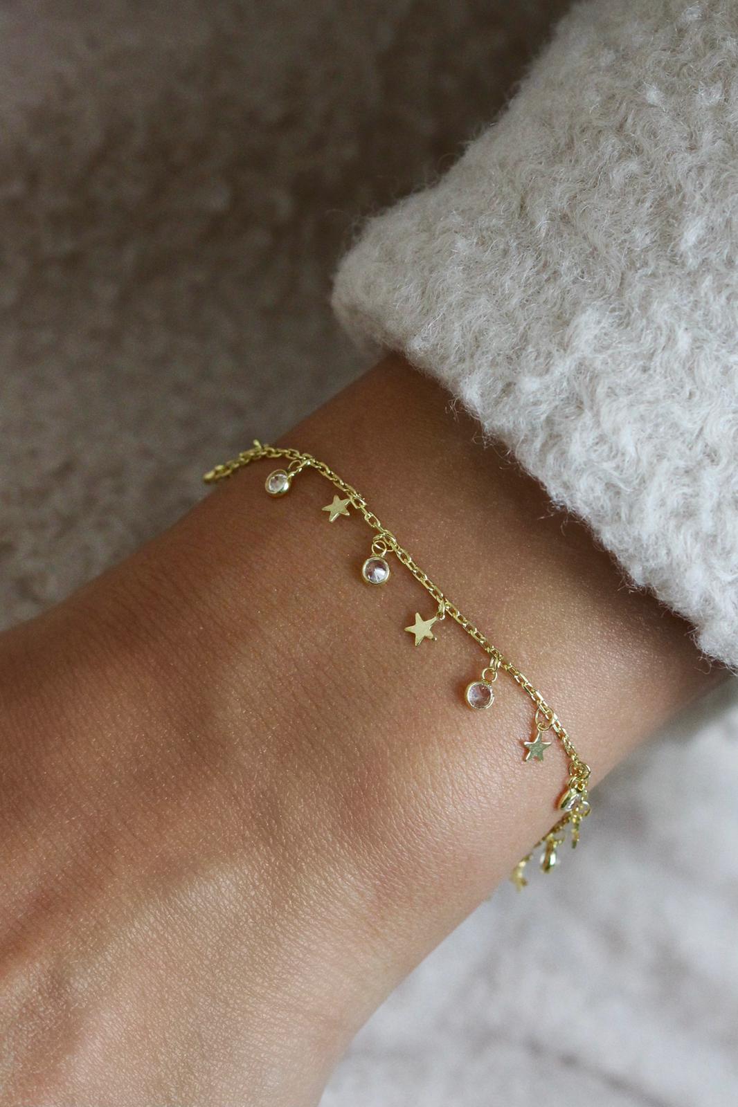 Minimal Yıldız Taş Mix Bileklik | 925 Gümüş 