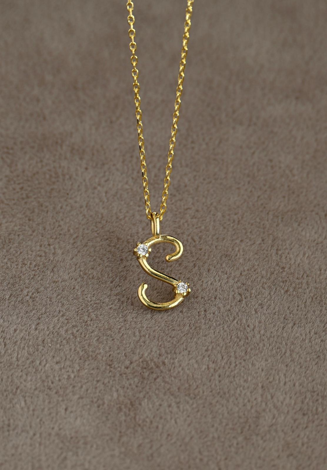 Yıldızlı Taş Detaylı Harf Kolye I 925 Gümüş