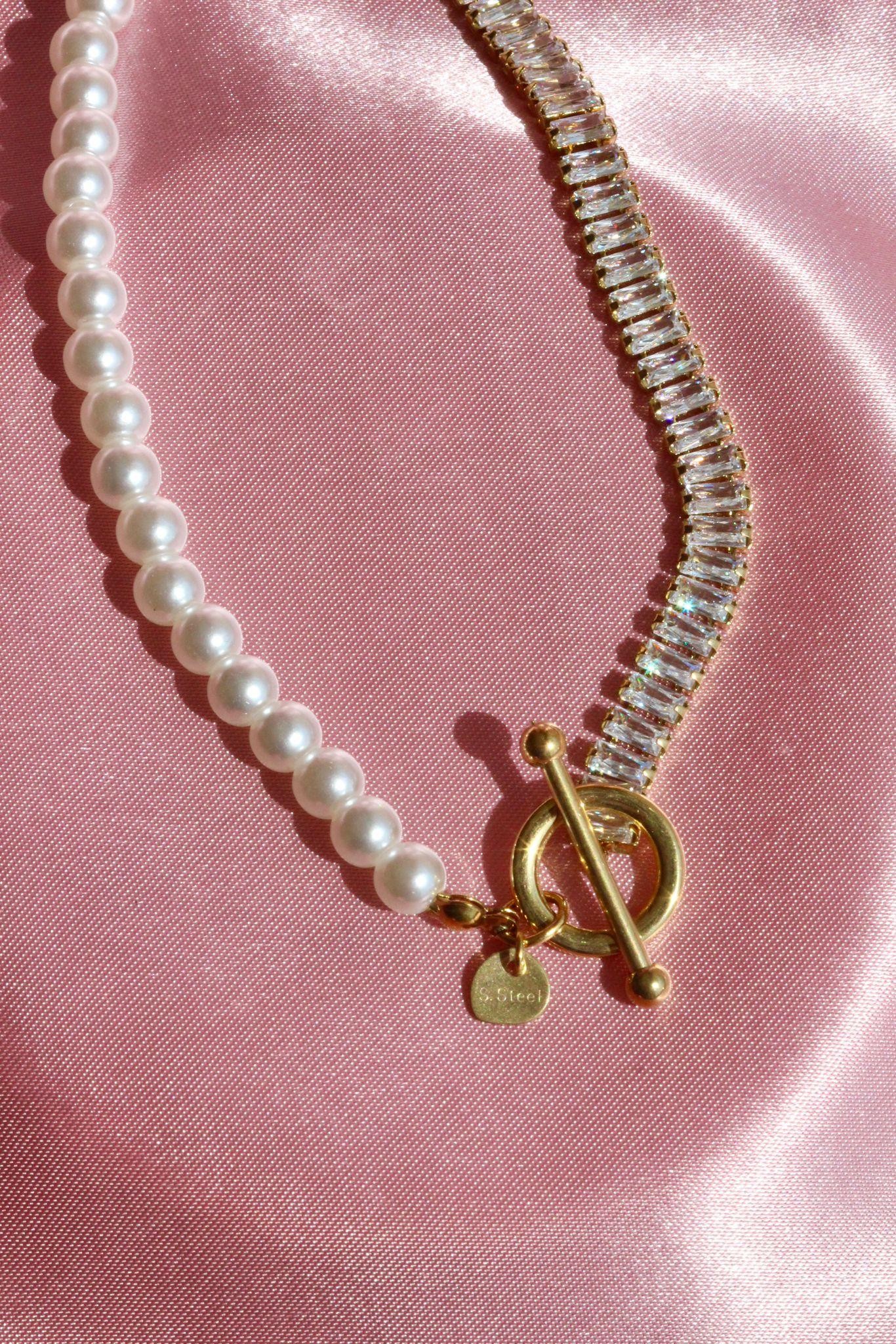 Sparkle Pearl Kolye I Çelik
