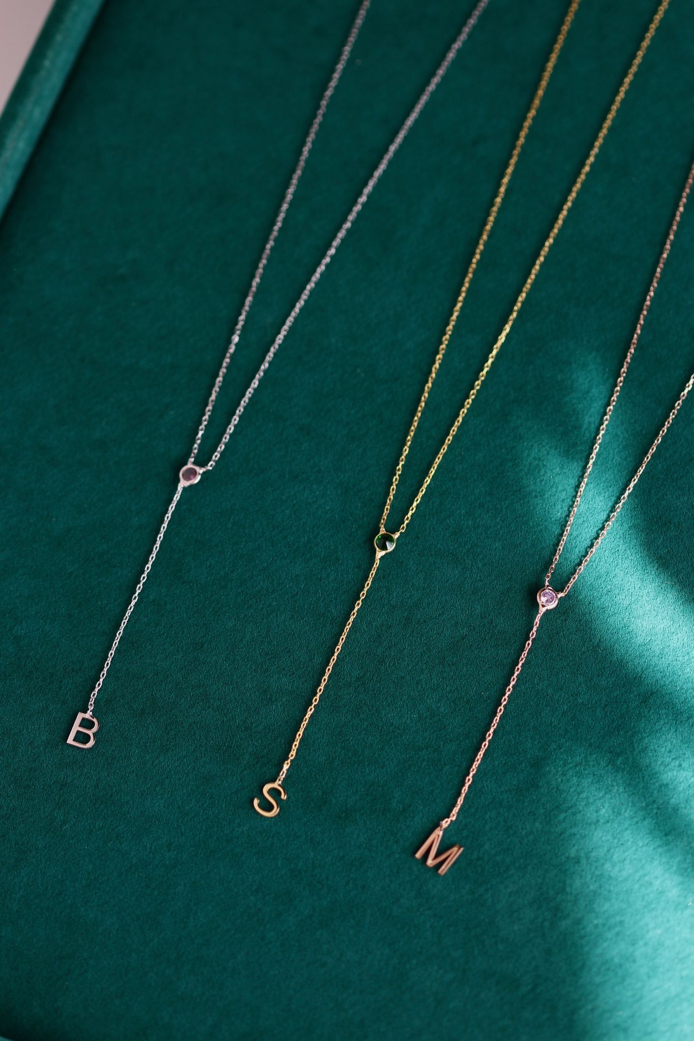 Birthstone Letter Necklace | 925 Silver