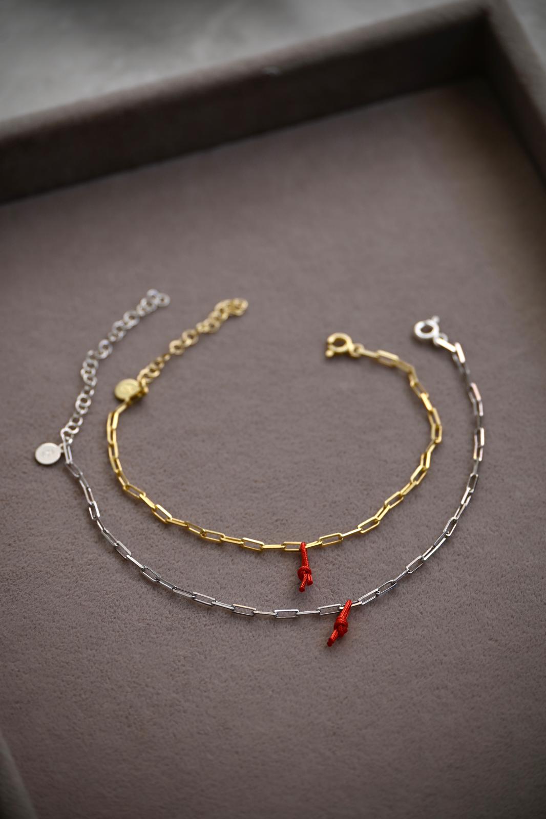 Şans İpli Zincir Çift Bileklik | 925 Gümüş