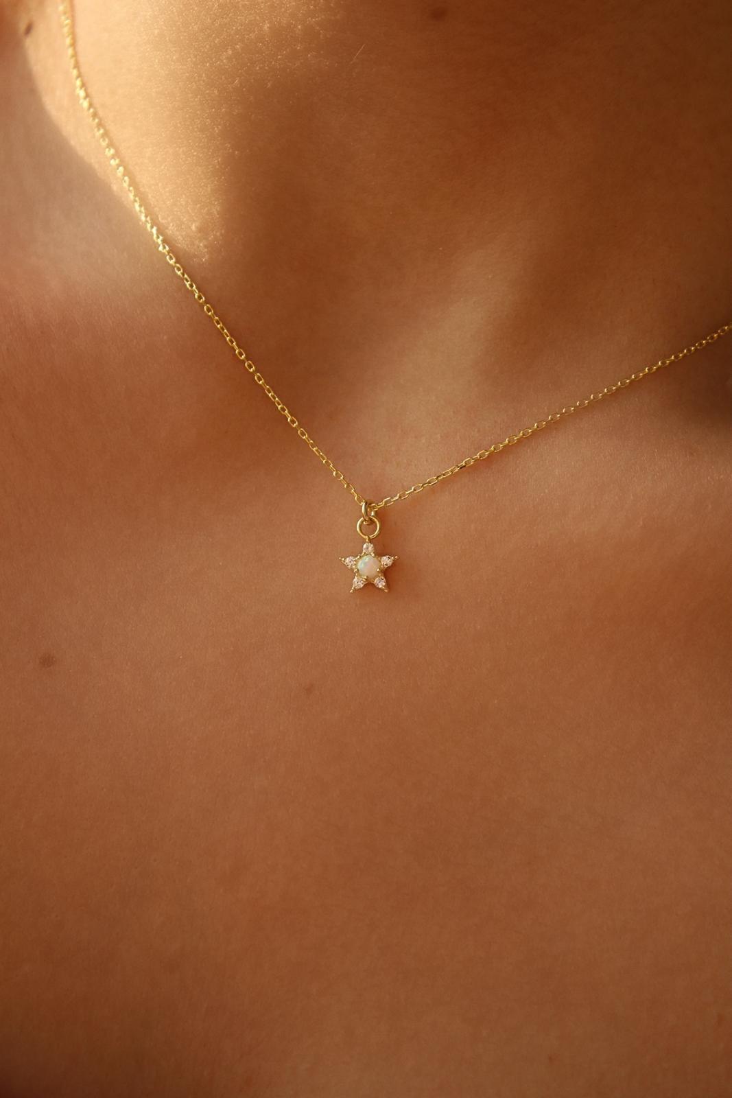 Mini Opal Yıldız Kolye | 925 Gümüş