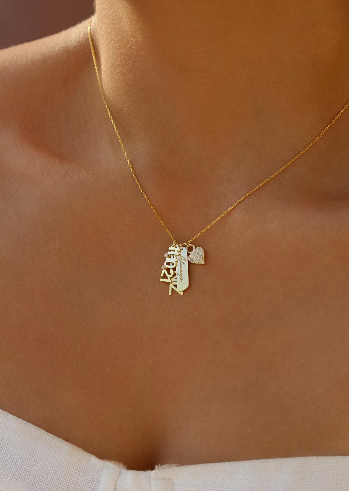 Kalpli Kişiye Özel Anı Kolye | 925 Gümüş