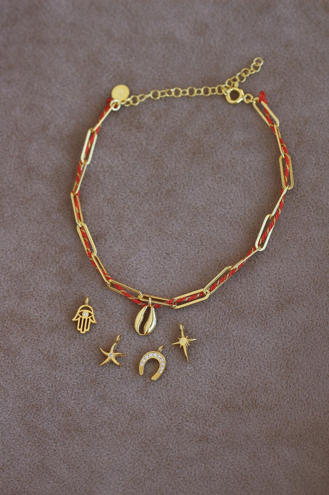 Kişiye Özel Kırmızı İpli Charm Bileklik| 925 Gümüş