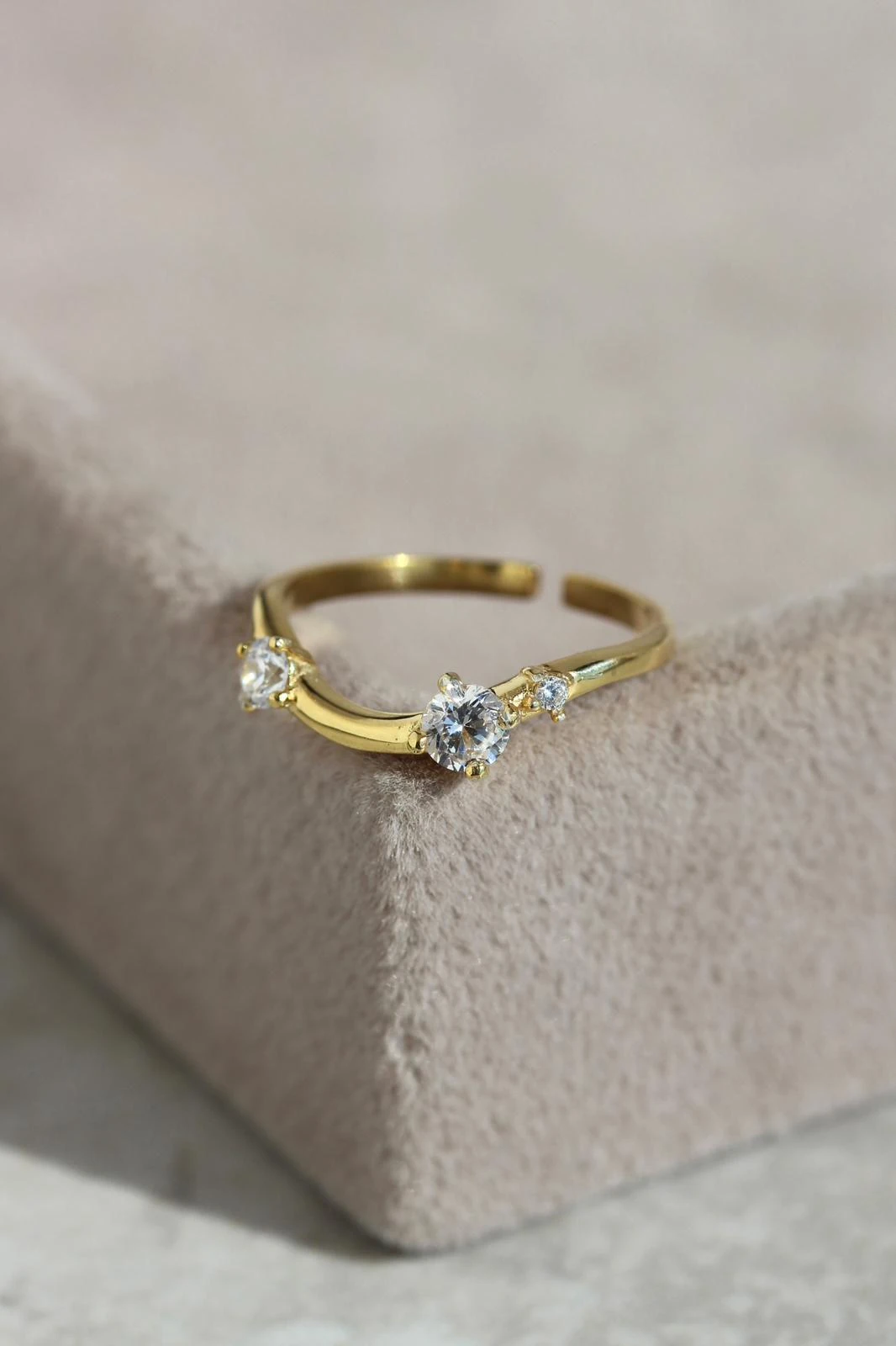 Üçlü Taş Detaylı Yüzük | 925 Gümüş