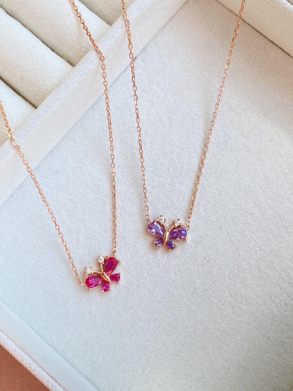 Renkli Mini Kelebek Kolye | 925 Gümüş