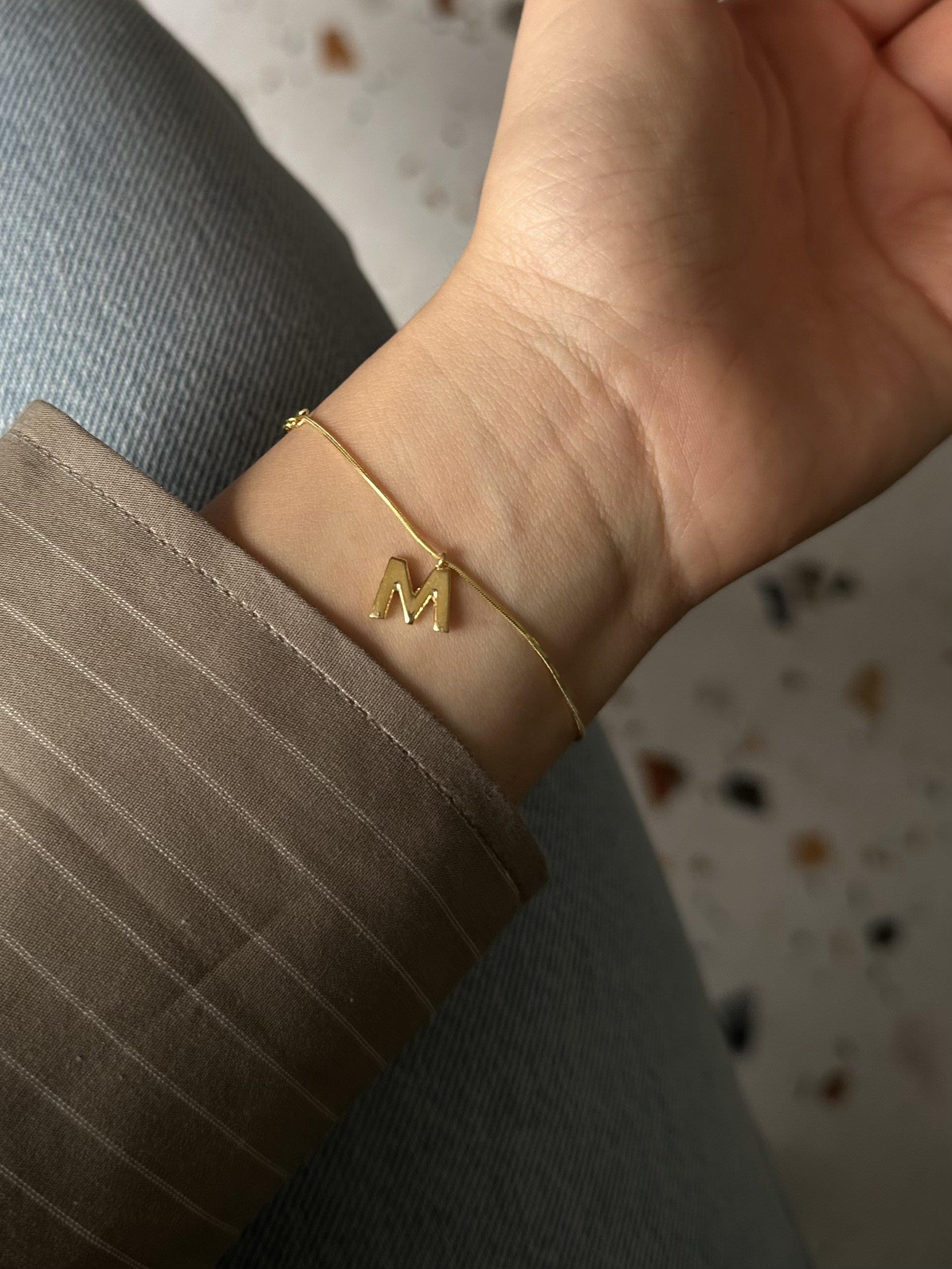 Slim Zincir Çift Harf Bileklik | 925 Gümüş