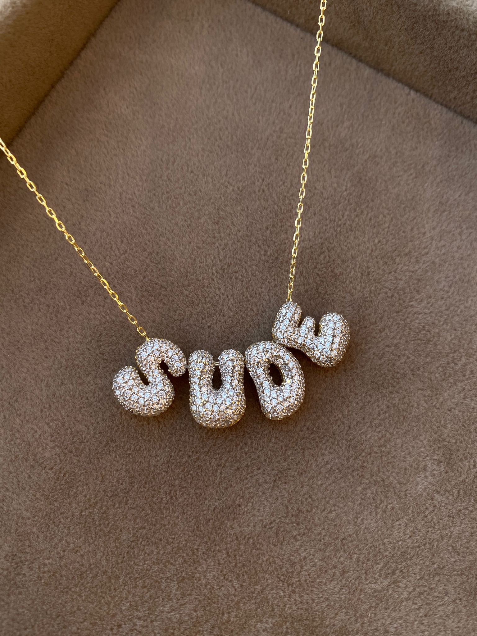 İstediğini Yazdır Taşlı Mini Bubble Kolye | 925 Gümüş