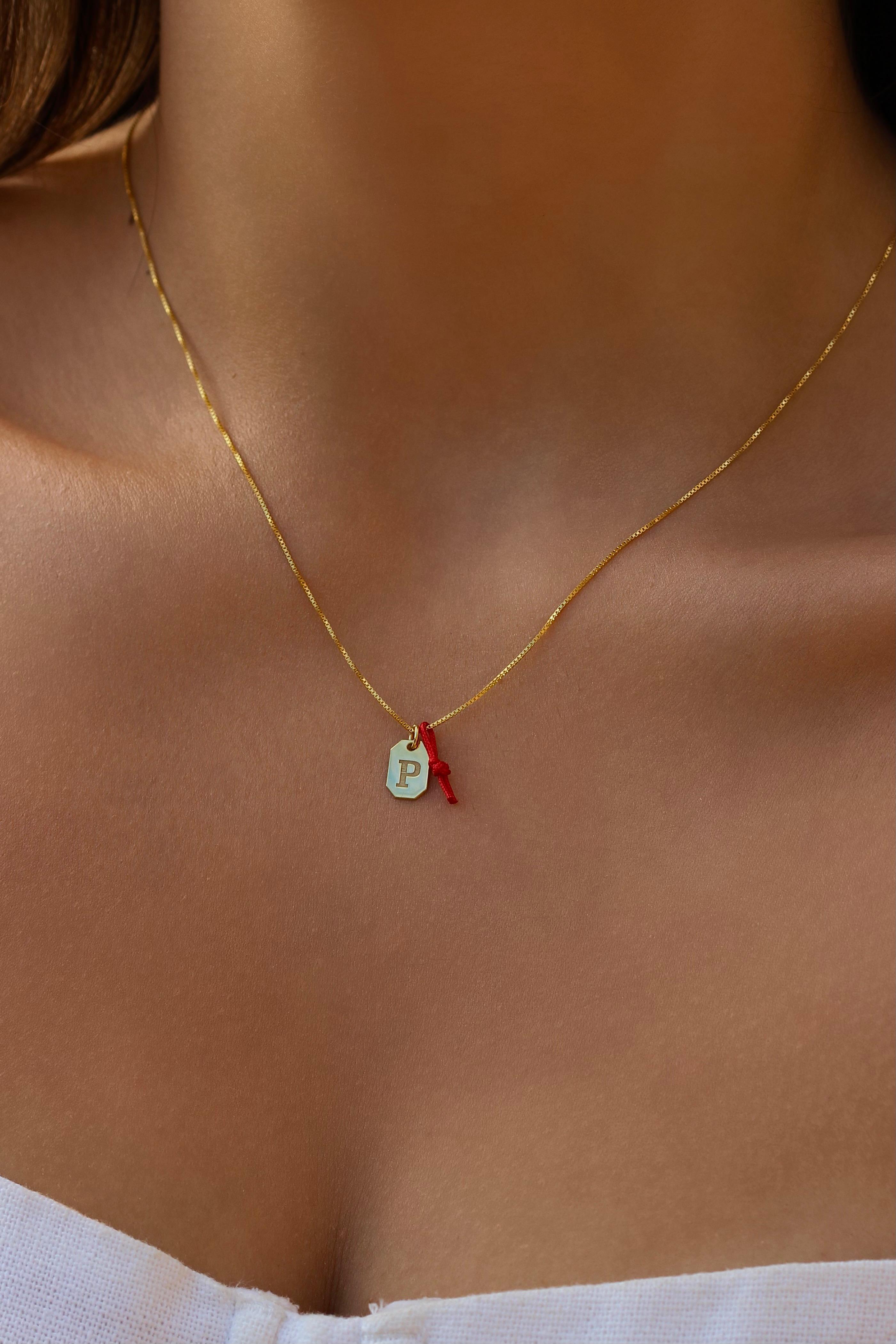 Şans İpli Mini Plaka Harf Kolye I 925 Gümüş