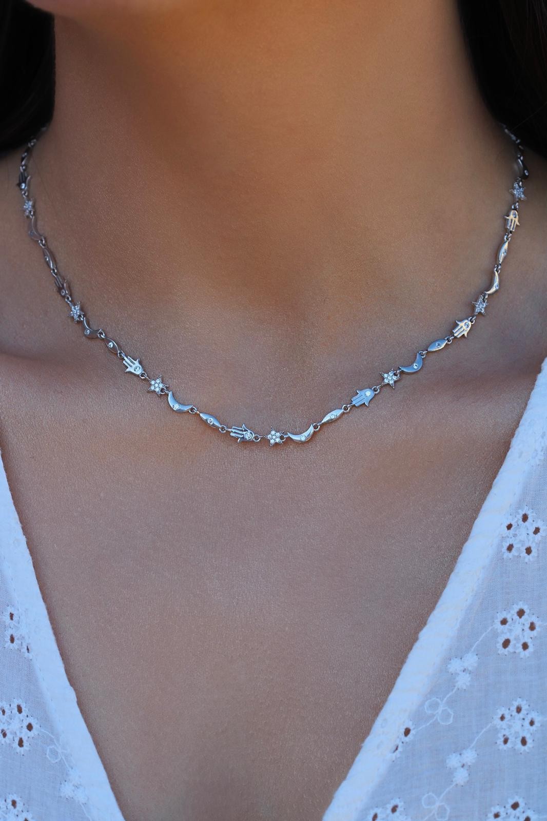 Hamsa Yıldız Kolye | 925 Gümüş