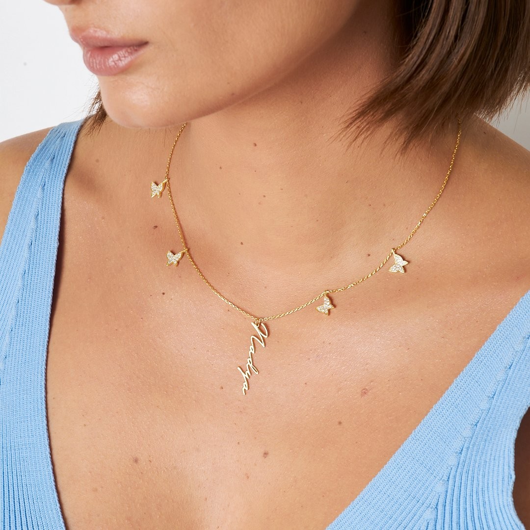 Butterfly Name Necklace | 925 Silver