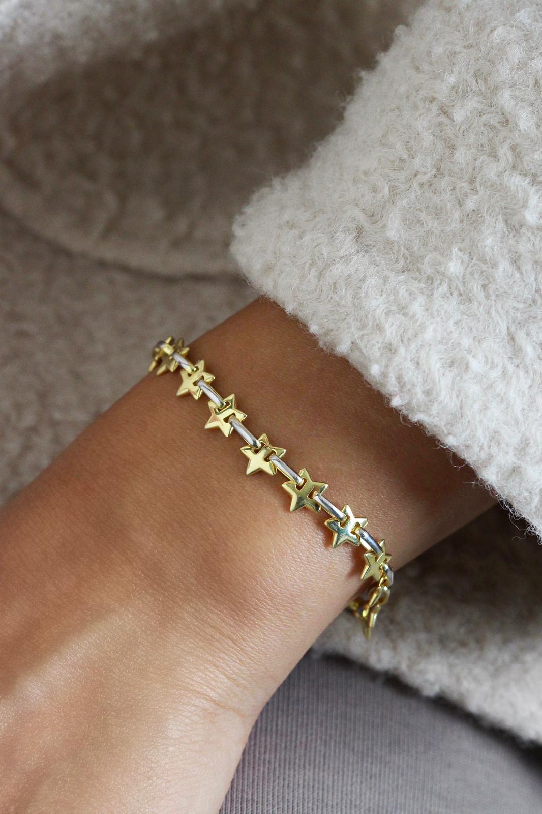Mix Yıldız Silver Detaylı Bileklik | 925 Gümüş 