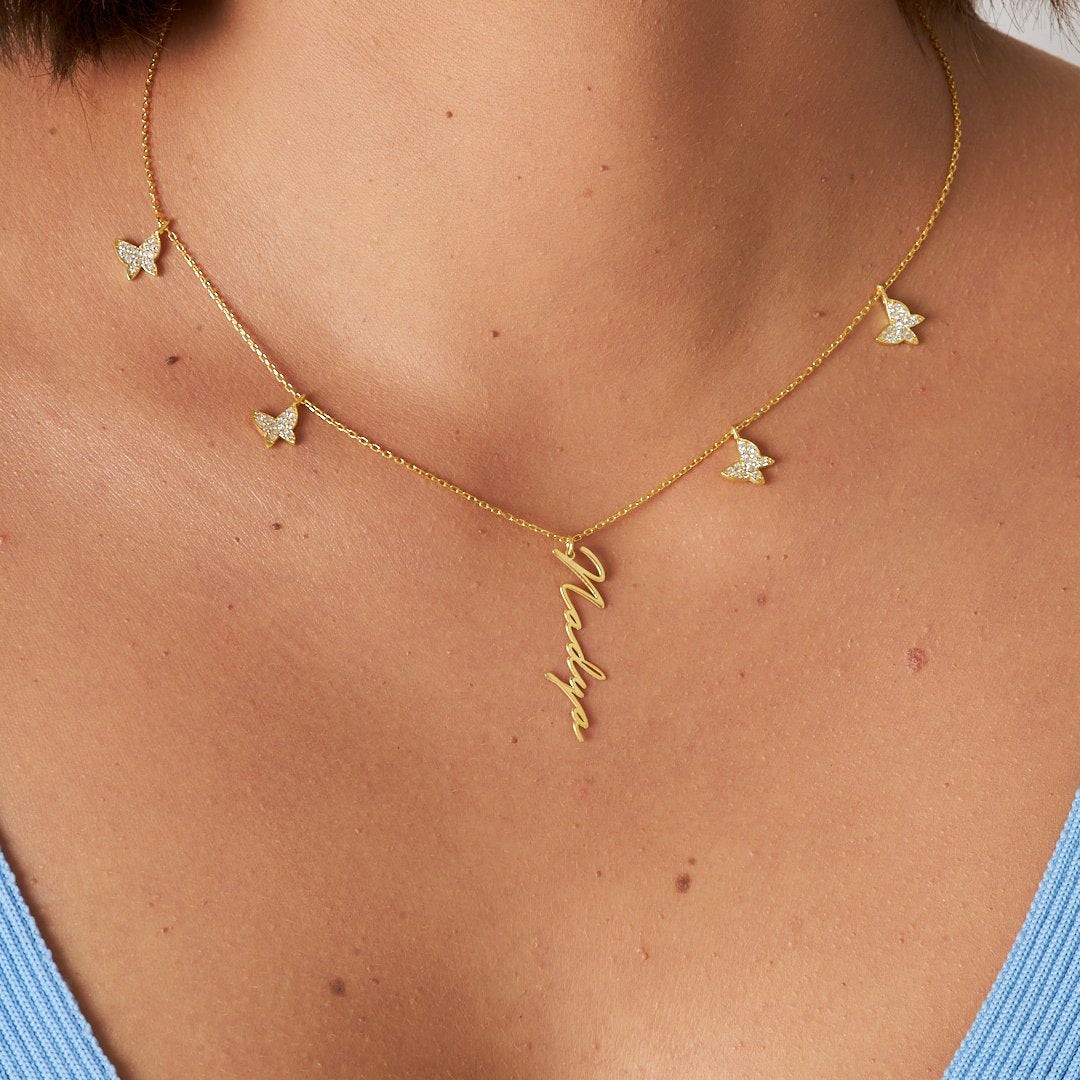 Butterfly Name Necklace | 925 Silver