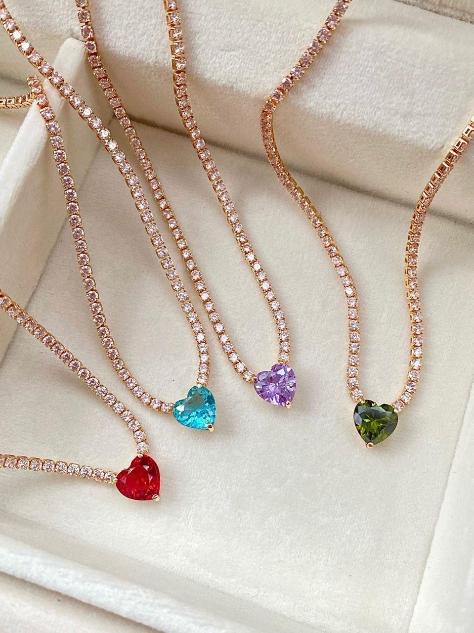 Zirkon Taşlı Shiny Heart Kolye
