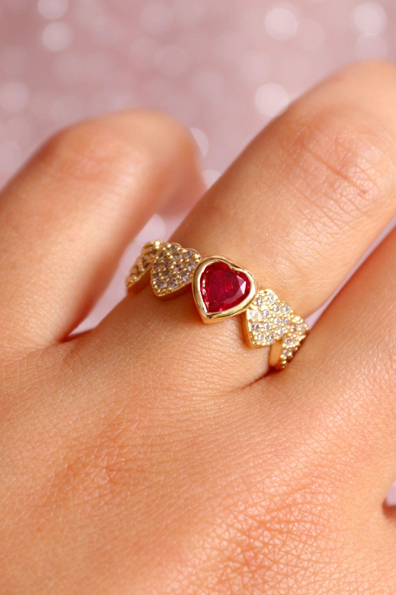 Pink Love Heart Yüzük