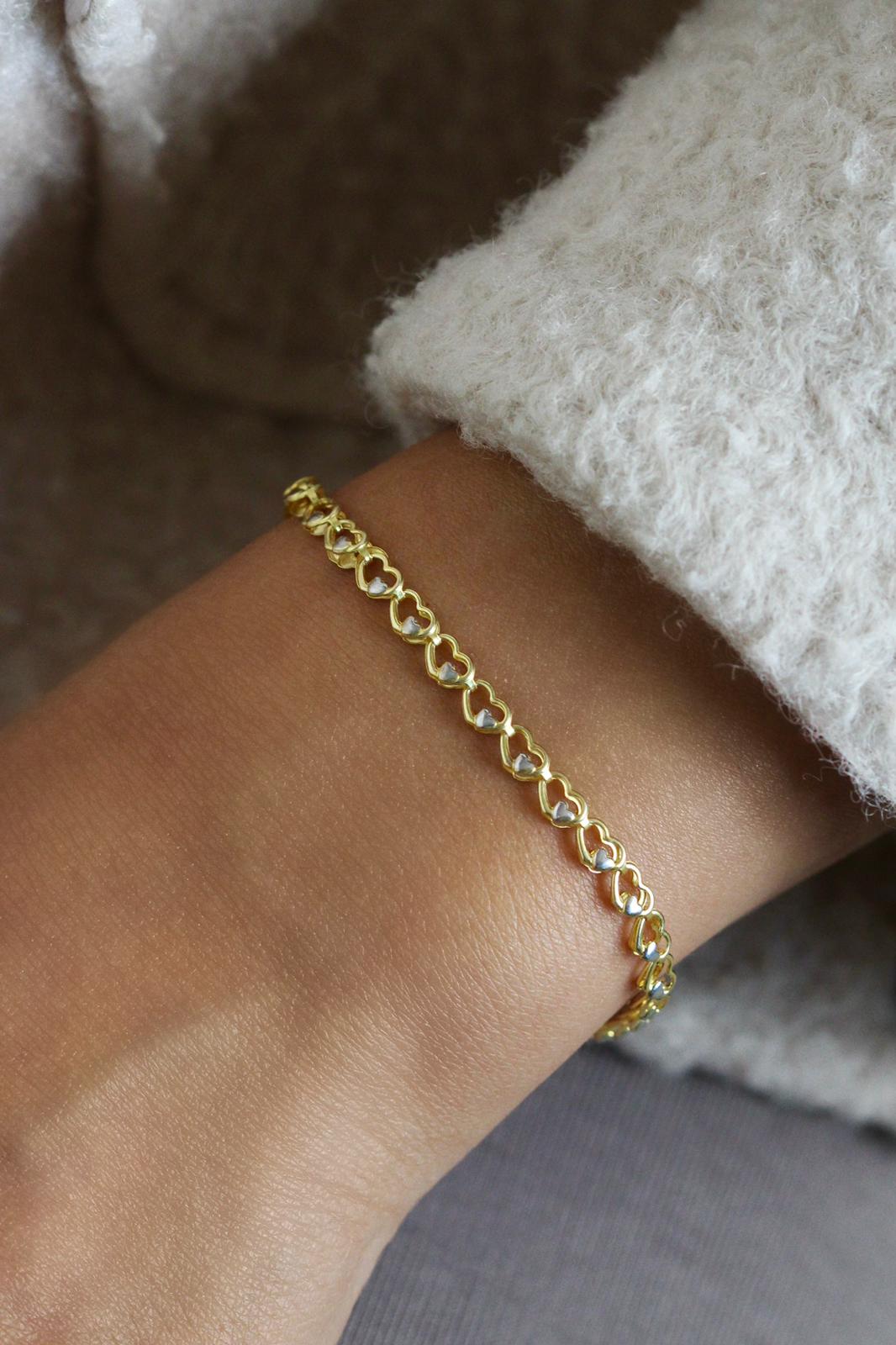 Mix Kalp Silver Detaylı Bileklik | 925 Gümüş 