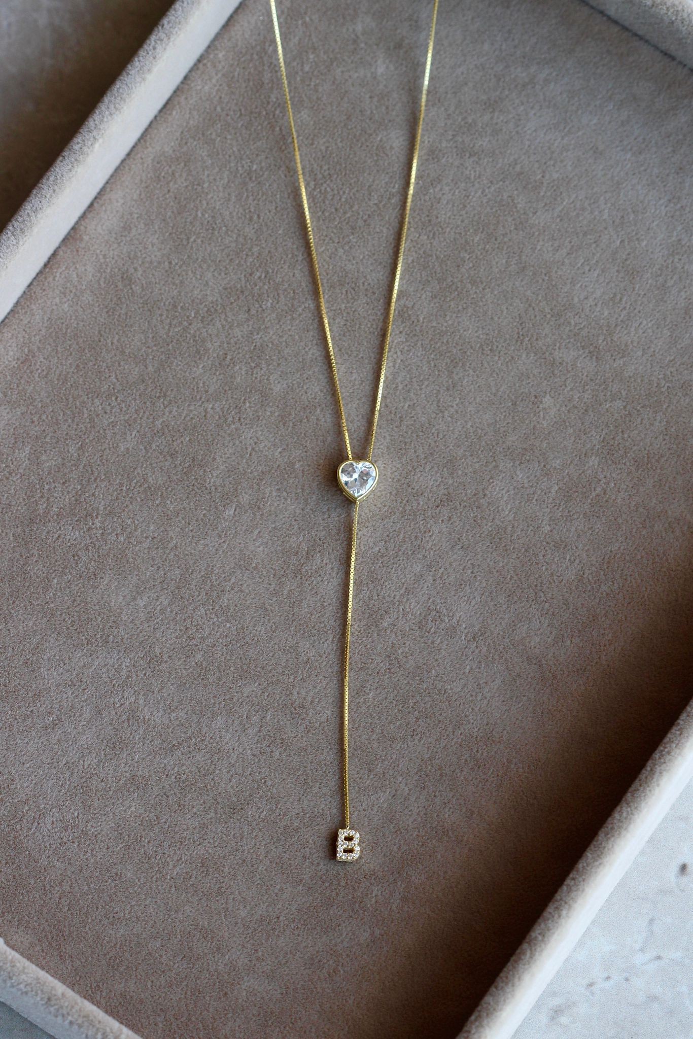 Heart Pendant Zircon Letter Necklace | 925 Silver