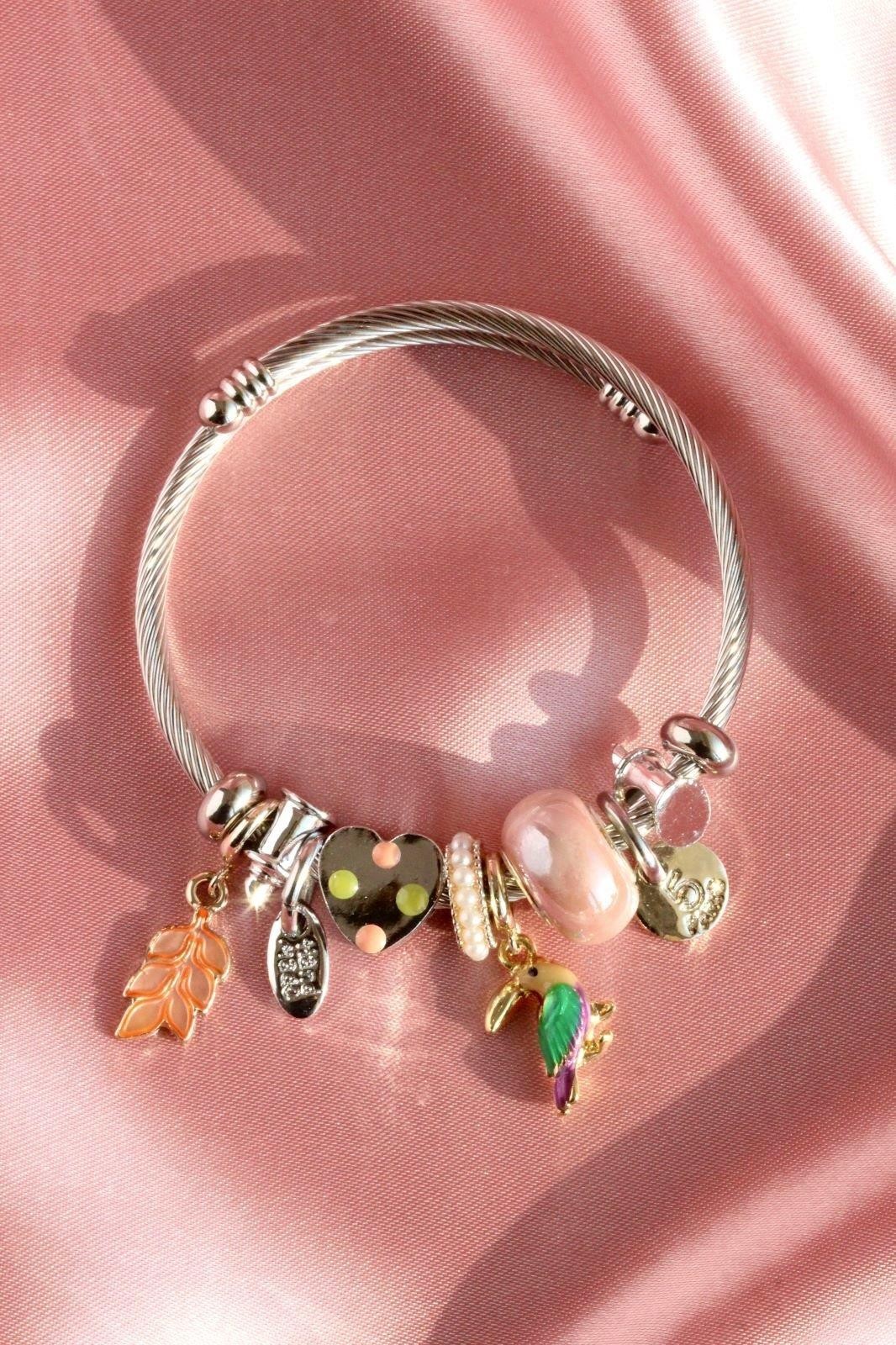 Papağan Charm Silver Bileklik N0 2 | Çelik