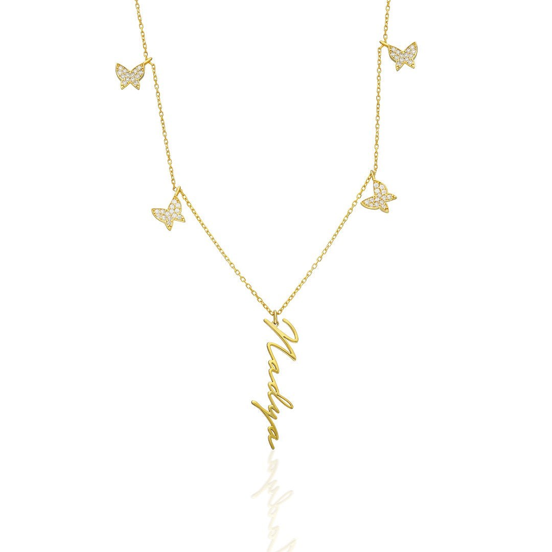 Butterfly Name Necklace | 925 Silver