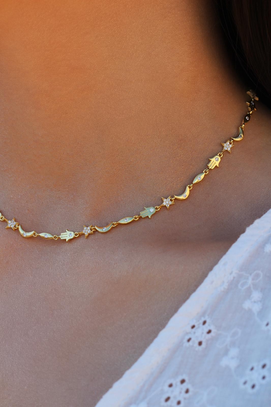 Hamsa Yıldız Kolye | 925 Gümüş