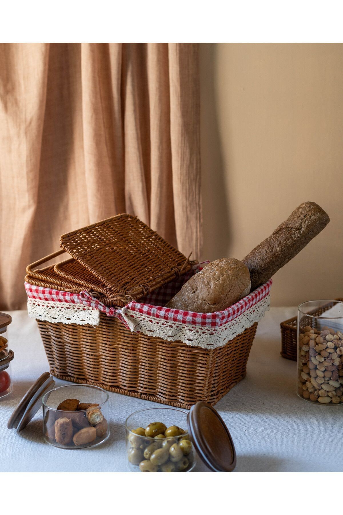 Rattan İç Korumalı Piknik Sepeti