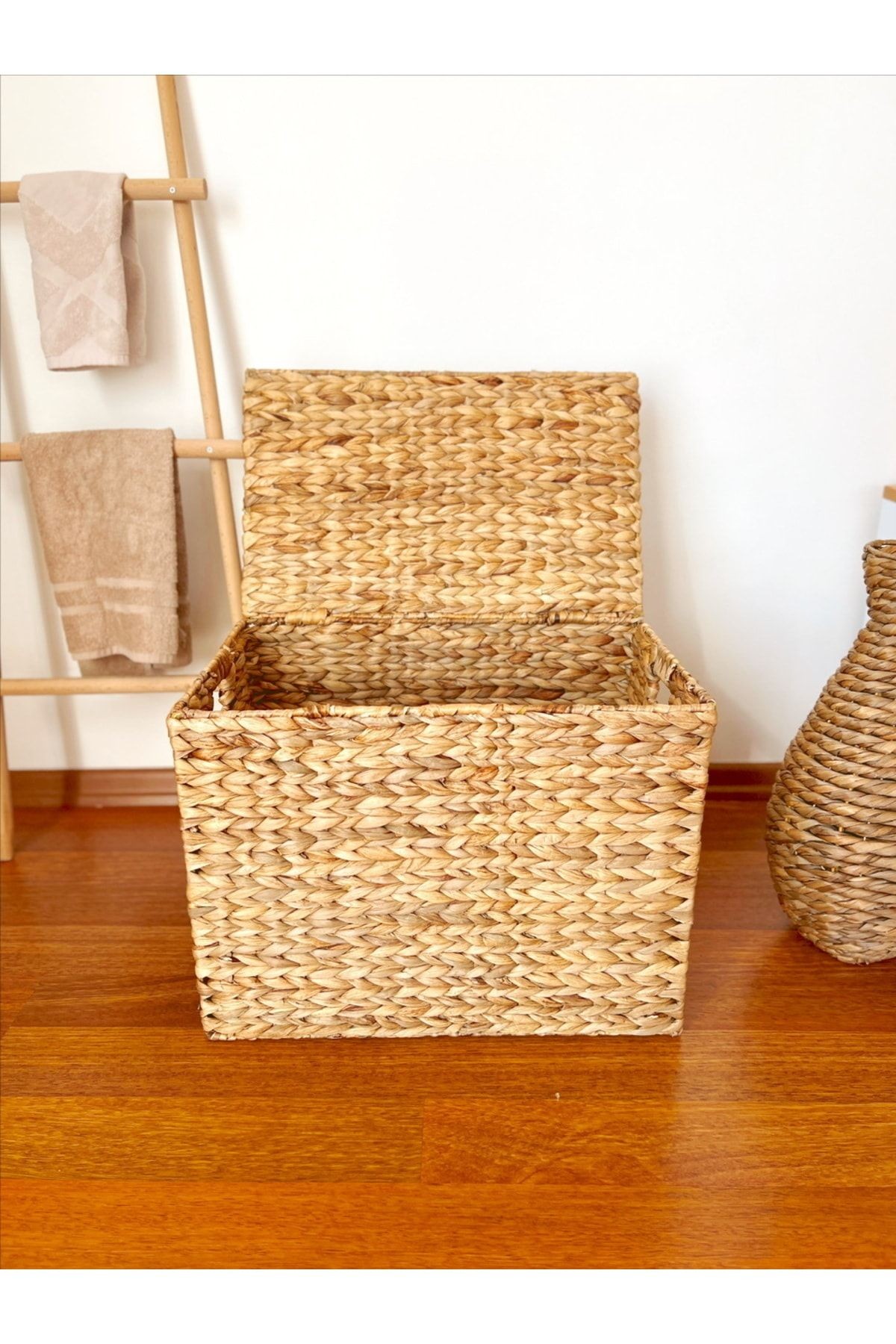 Hasır Su Sümbülü Kapaklı Sandık Model 51x39cm Düzenleyici/organizer
