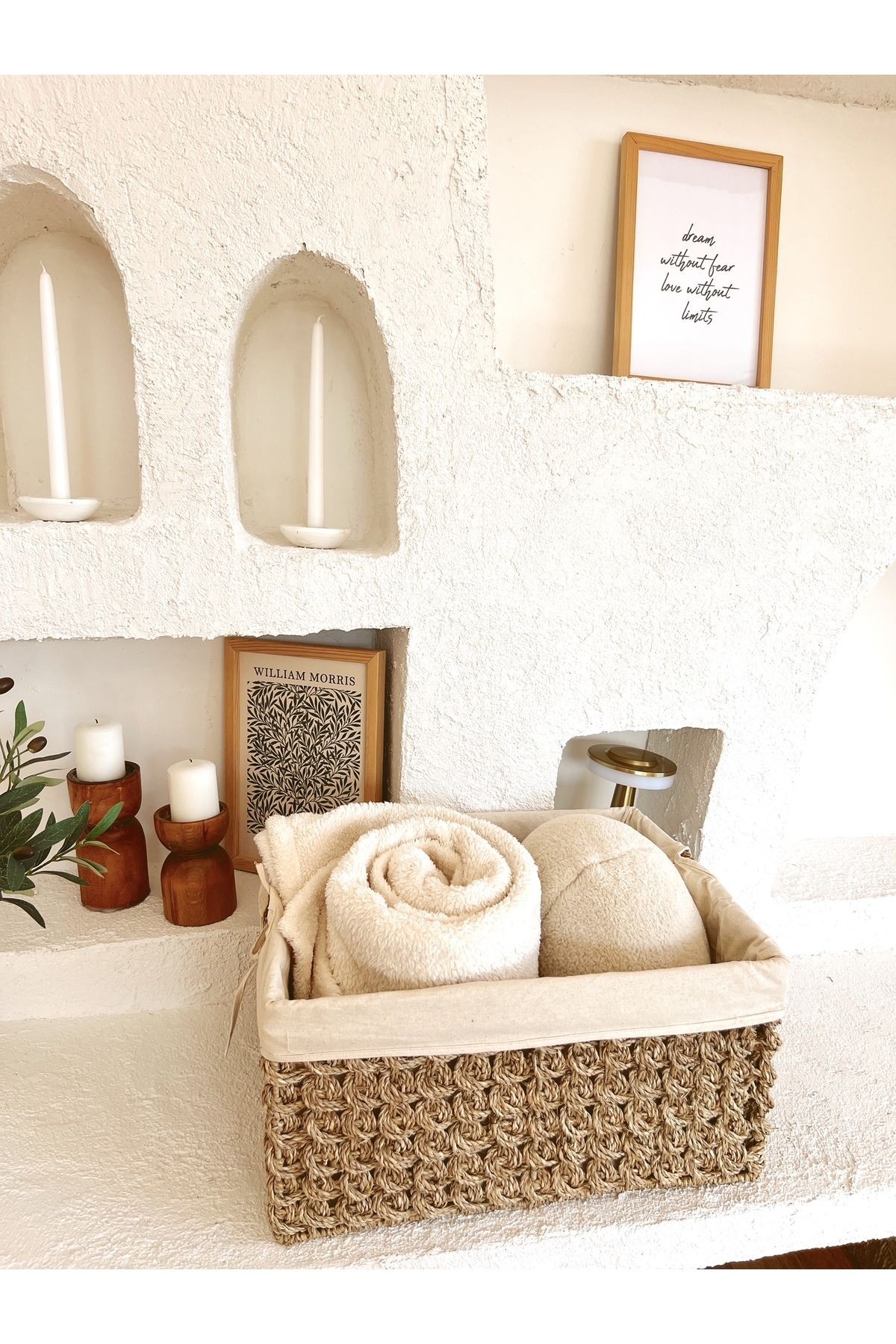 Hasır İç Korumalı Sağlam 46x36x24cm Düzenleyici/Sepet/Organizer