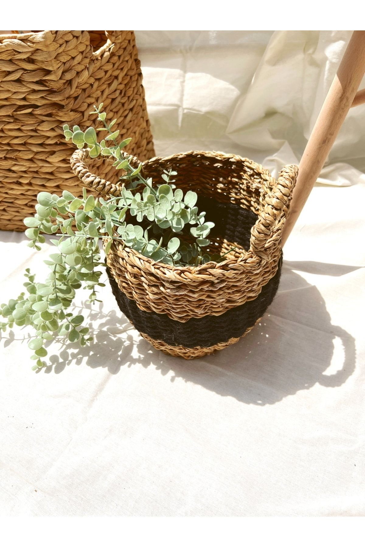 Hasır Seagrass 19x19x Kulplu Sağlam Sepet/saksılık/düzenleyici