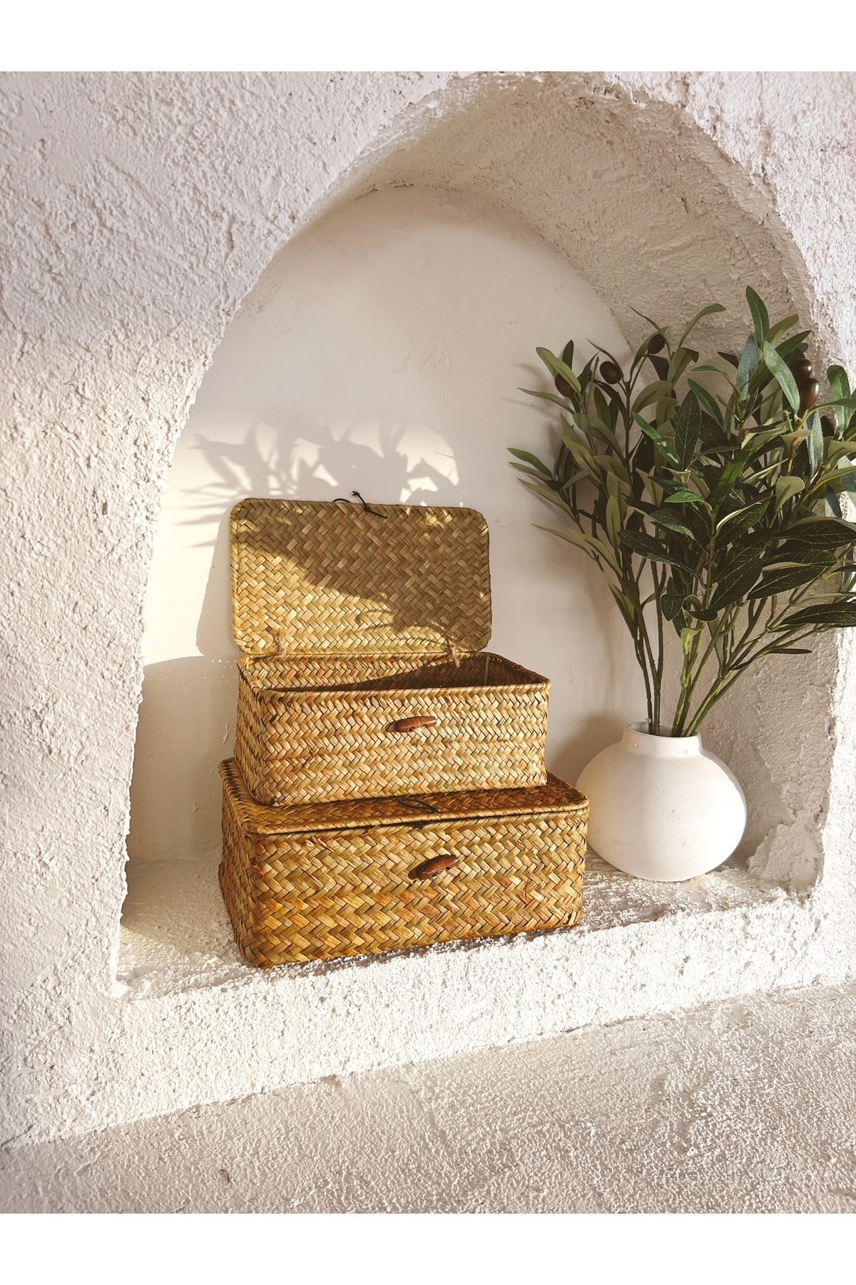 Bambu/Rattan Çok Amaçlı Hasır Düzenleyici/Organizer/Sepet/Banyo Düzenleyici