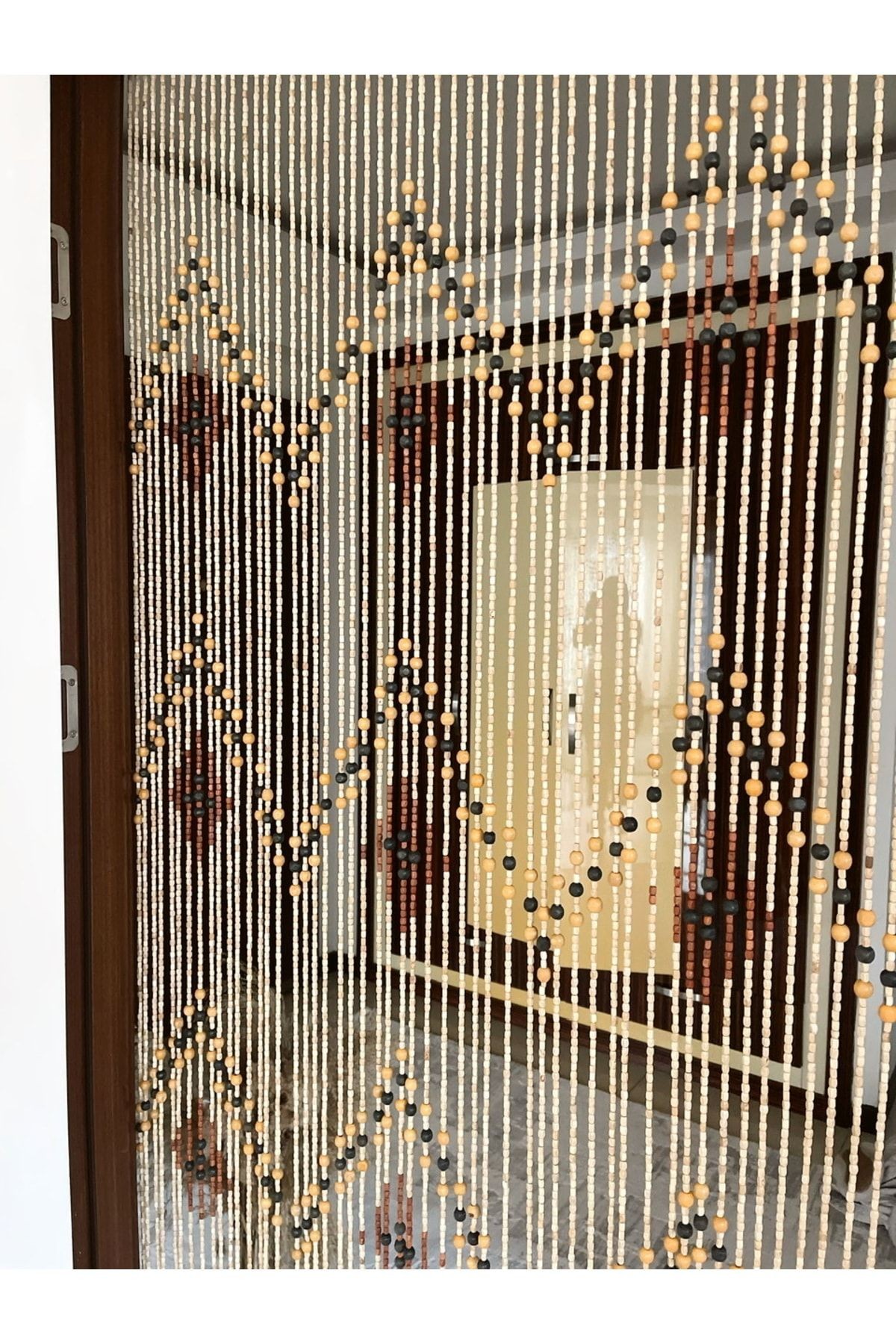 Ahşap Kapı Perdesi 52 Sıra Sık Boncuklu El Işçiliği