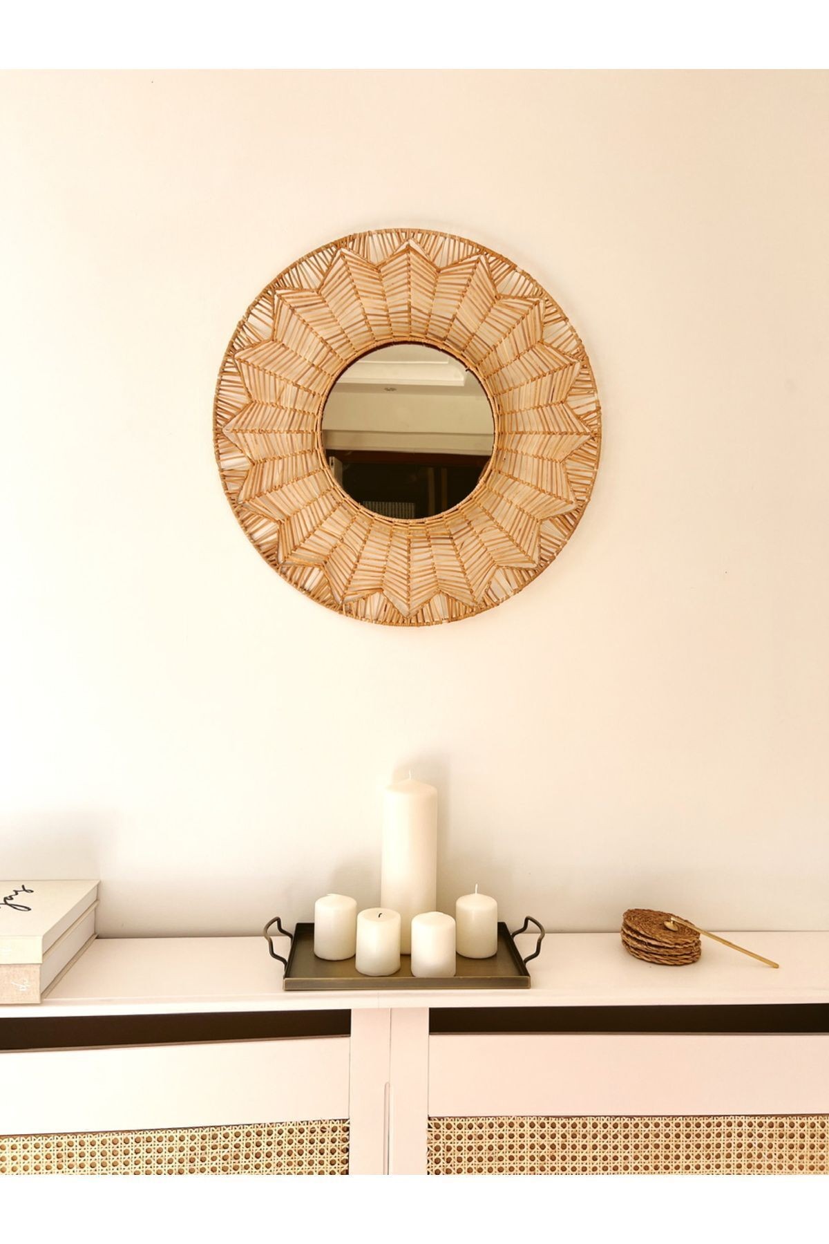 Bambu / Rattan Dekoratif Ayna 55cm