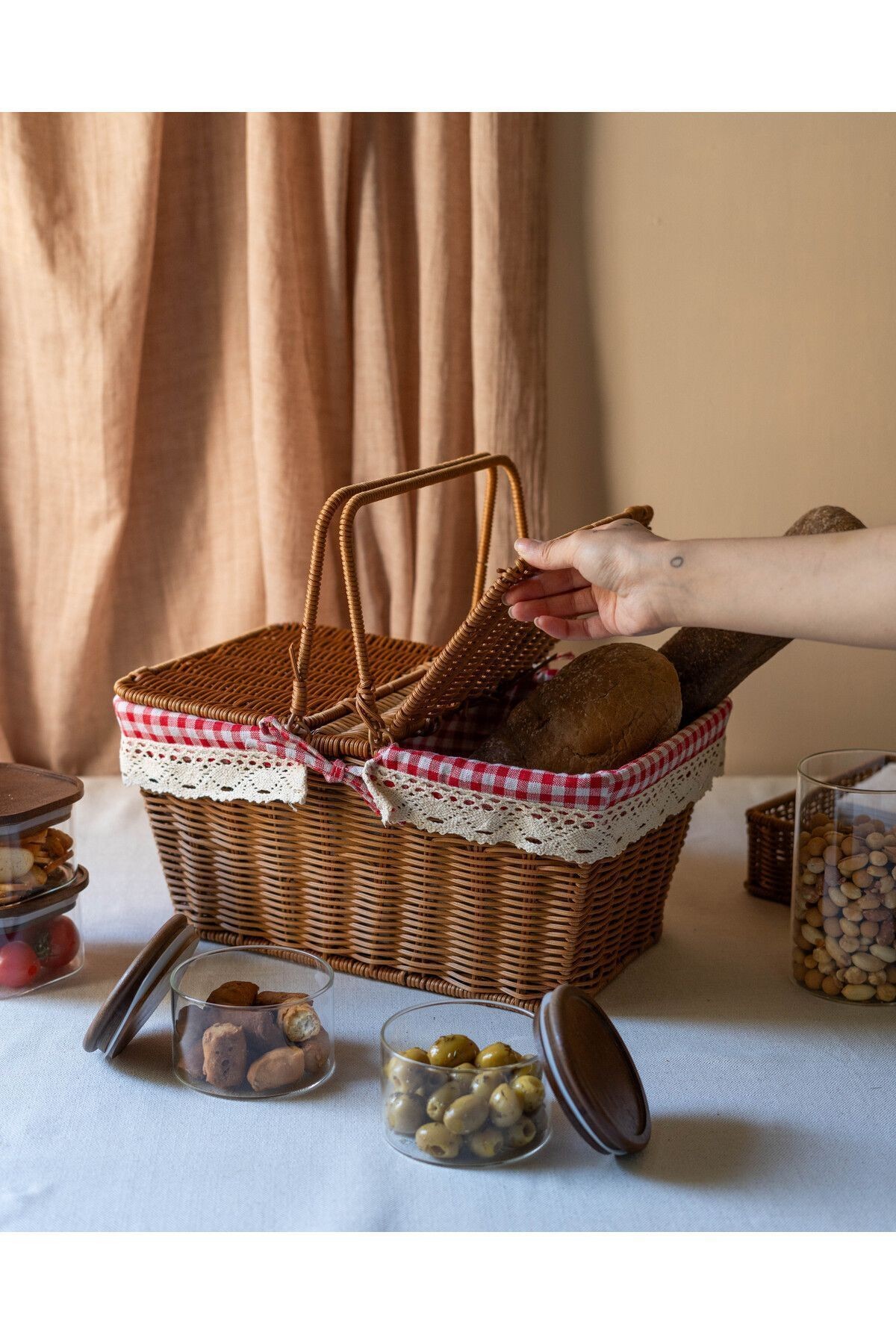 Rattan İç Korumalı Piknik Sepeti