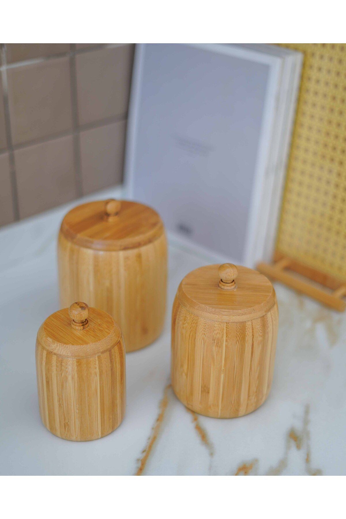 3lü Bambu Kavanoz Seti 11-9-8cm