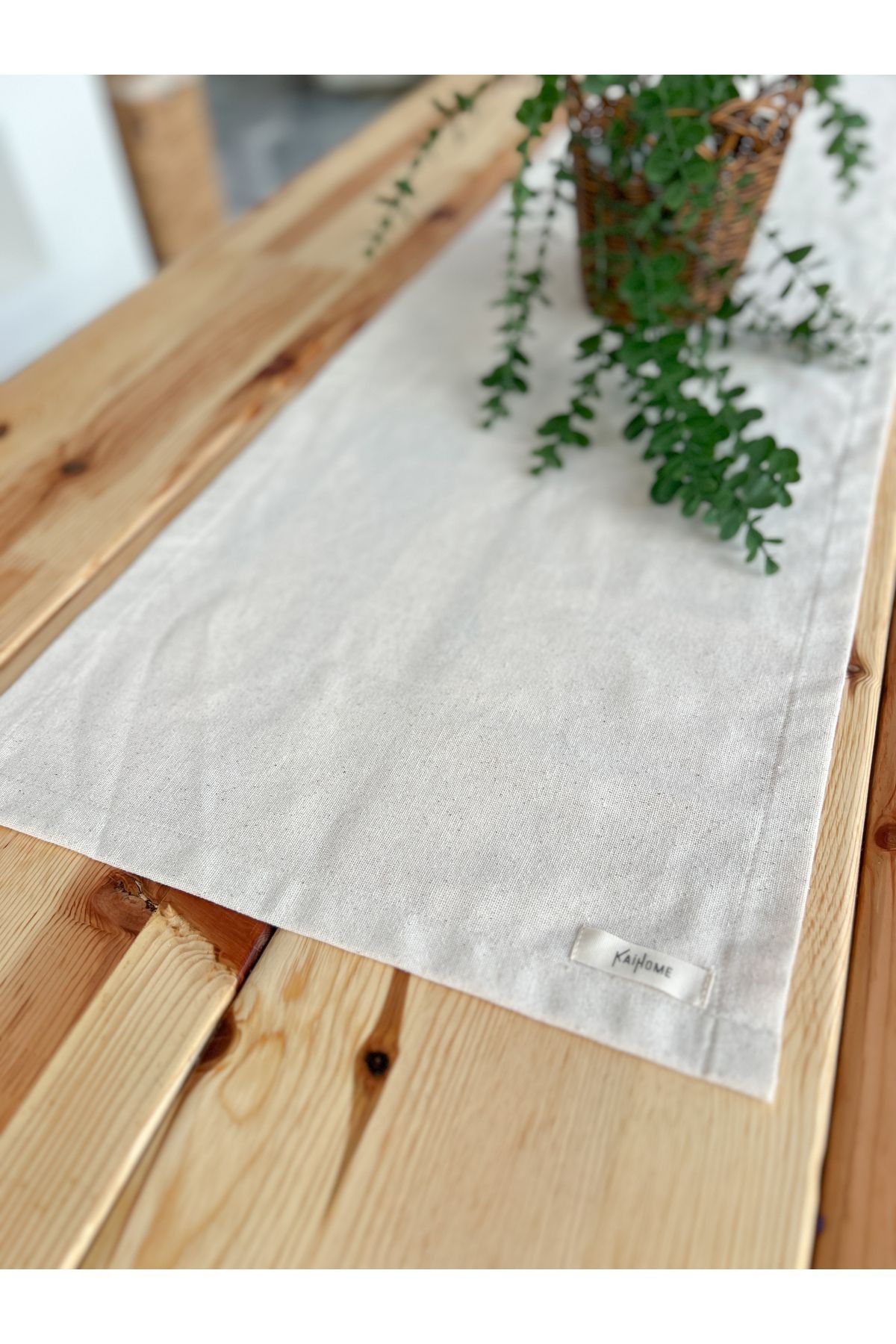 Ham Keten Dikdörtgen Düz Runner 40x120cm